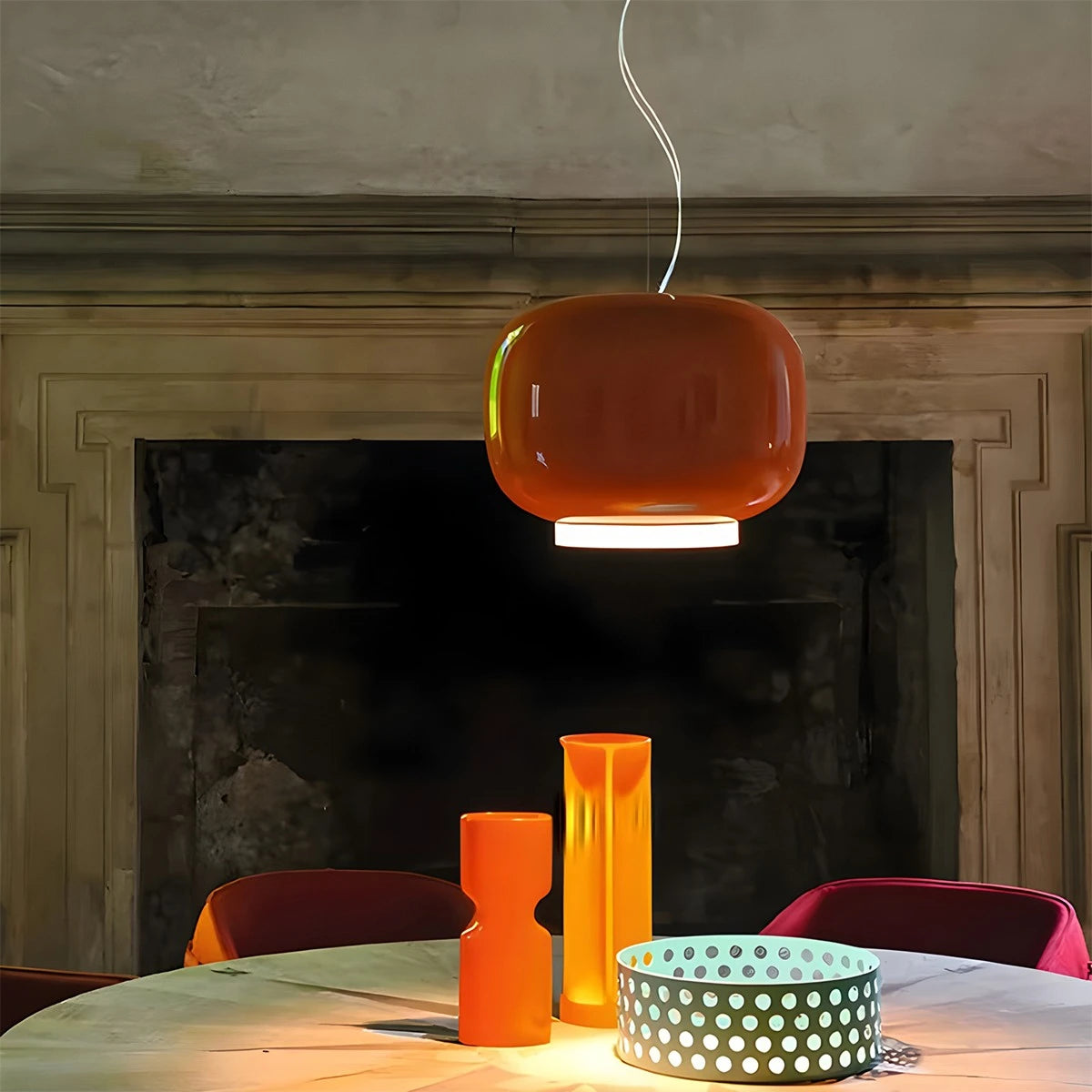 Antizer Modern Colored Glass Lantern Pendant Light