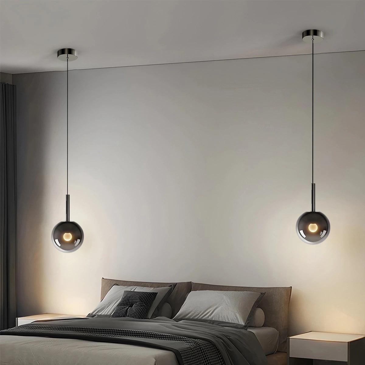 Antizer Adjustable Bedside Glass Pendant Light