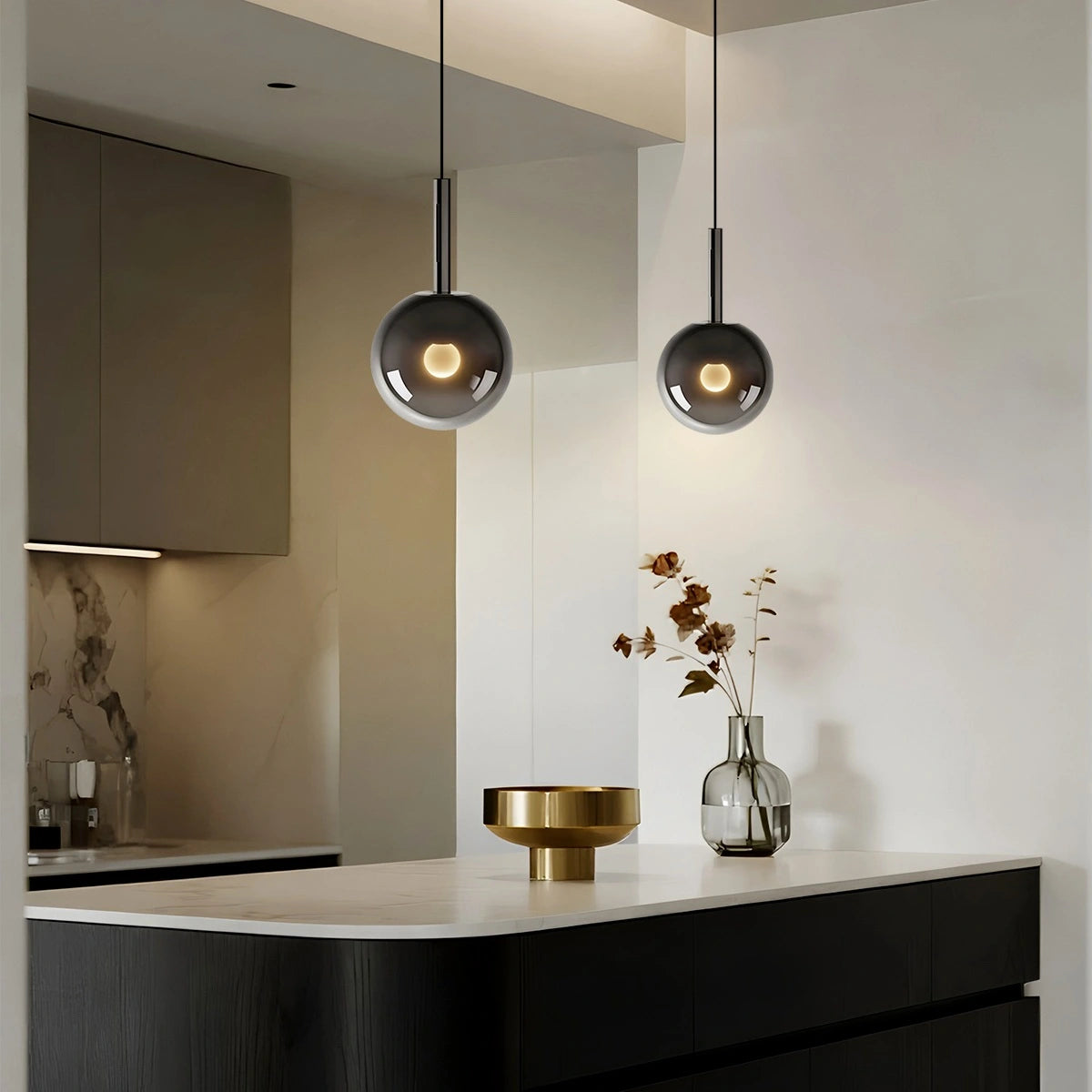 Antizer Adjustable Bedside Glass Pendant Light