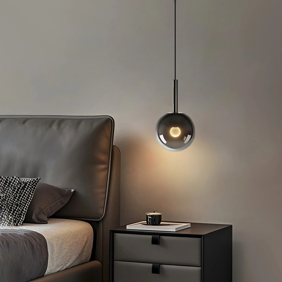 Antizer Adjustable Bedside Glass Pendant Light