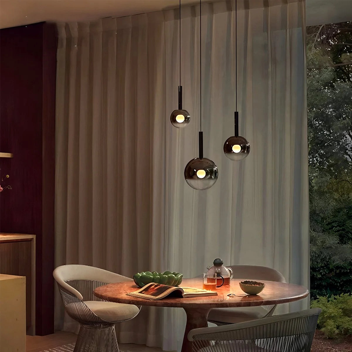 Antizer Adjustable Bedside Glass Pendant Light