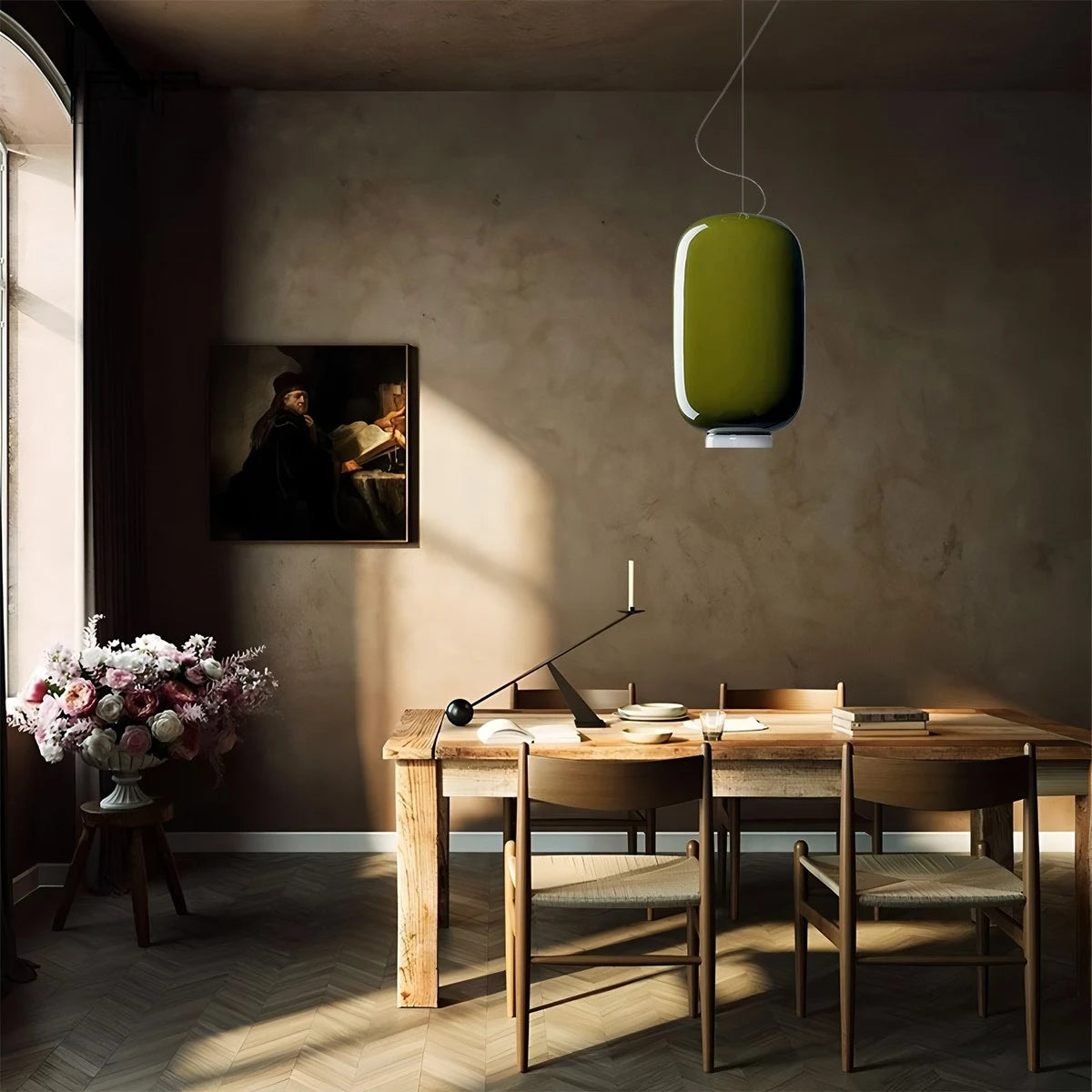Antizer Modern Colored Glass Lantern Pendant Light
