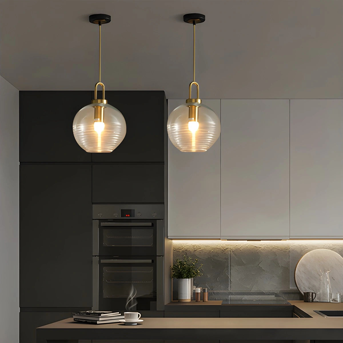 Antizer Modern Ribbed Clear Glass Pendant Light