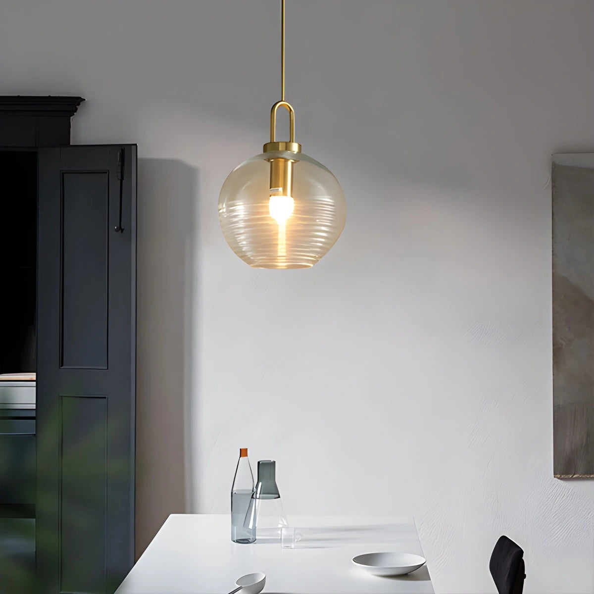 Antizer Modern Ribbed Clear Glass Pendant Light