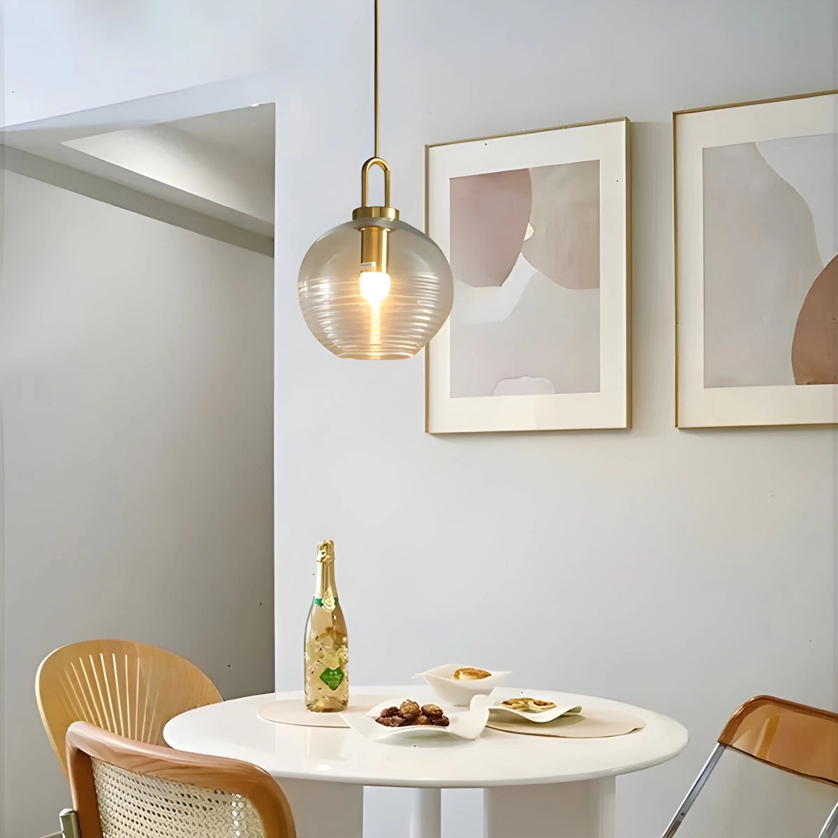 Antizer Modern Ribbed Clear Glass Pendant Light