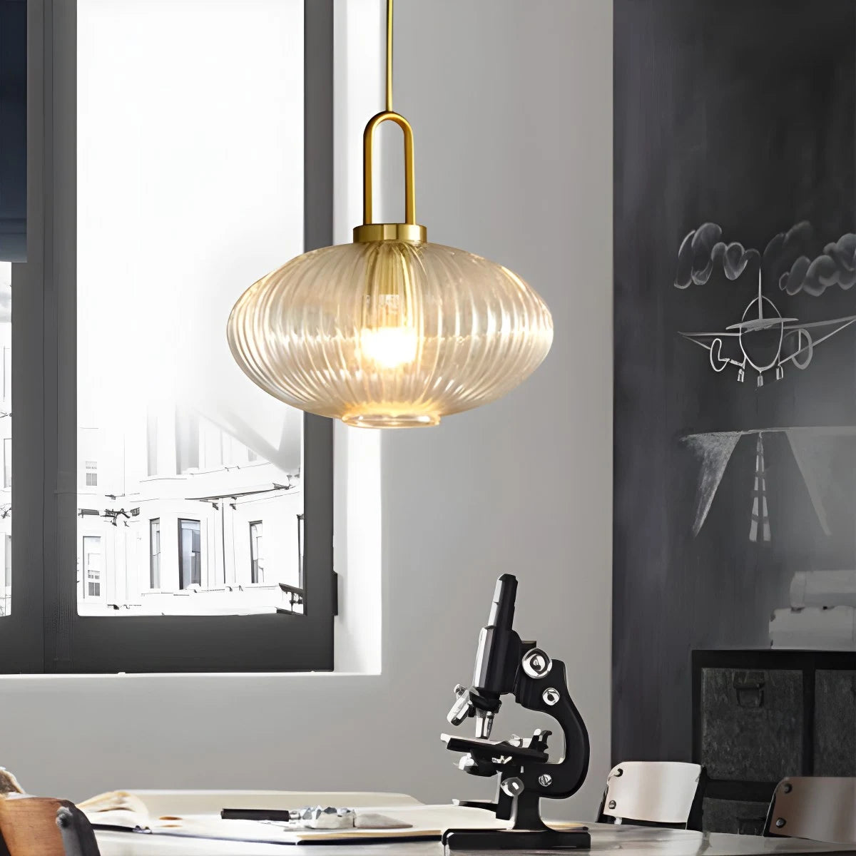 Antizer Modern Ribbed Clear Glass Pendant Light
