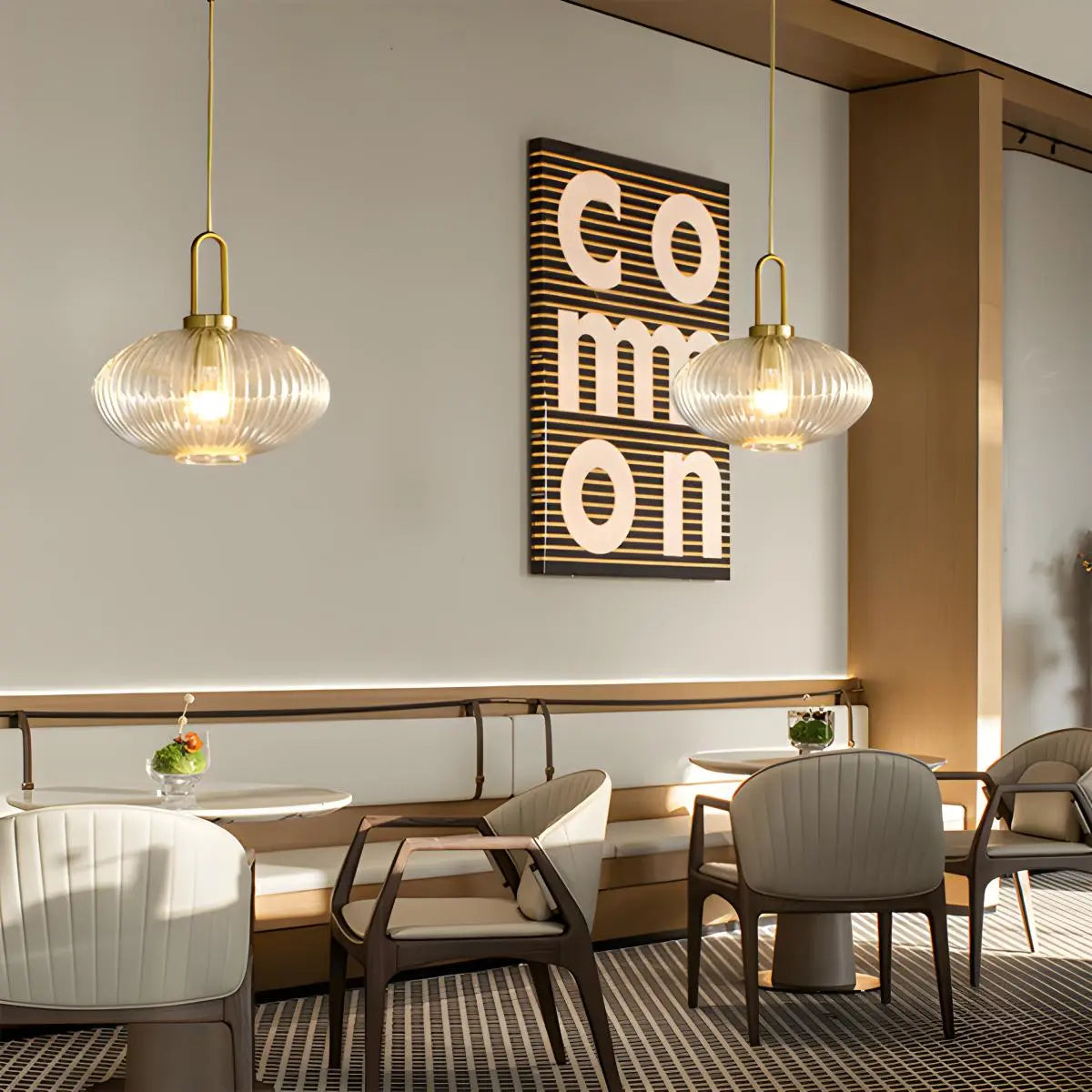 Antizer Modern Ribbed Clear Glass Pendant Light