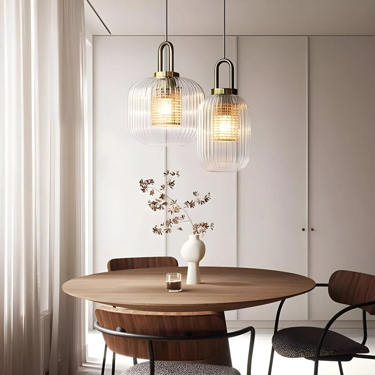 Antizer Modern Ribbed Clear Glass Pendant Light