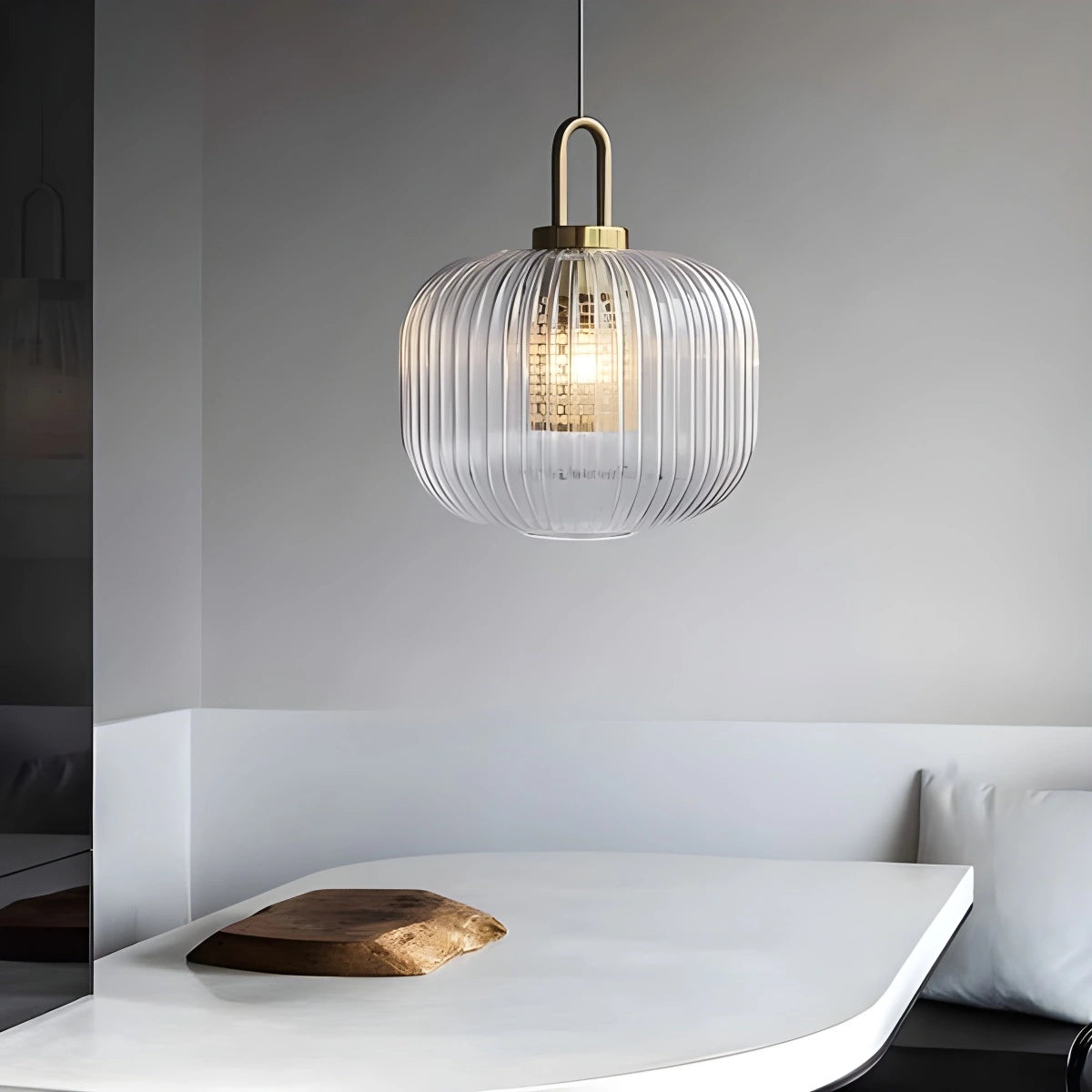 Antizer Modern Ribbed Clear Glass Pendant Light