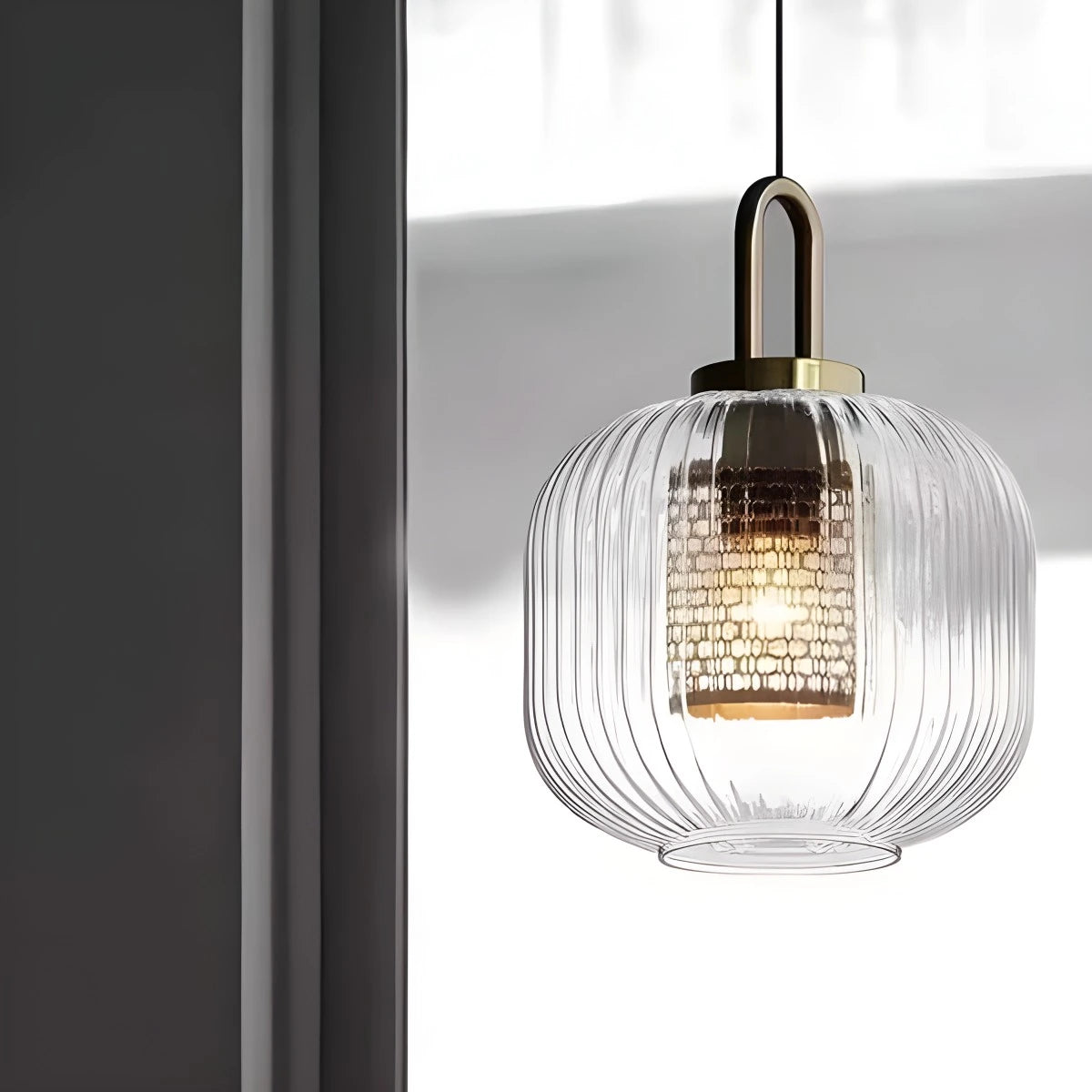 Antizer Modern Ribbed Clear Glass Pendant Light
