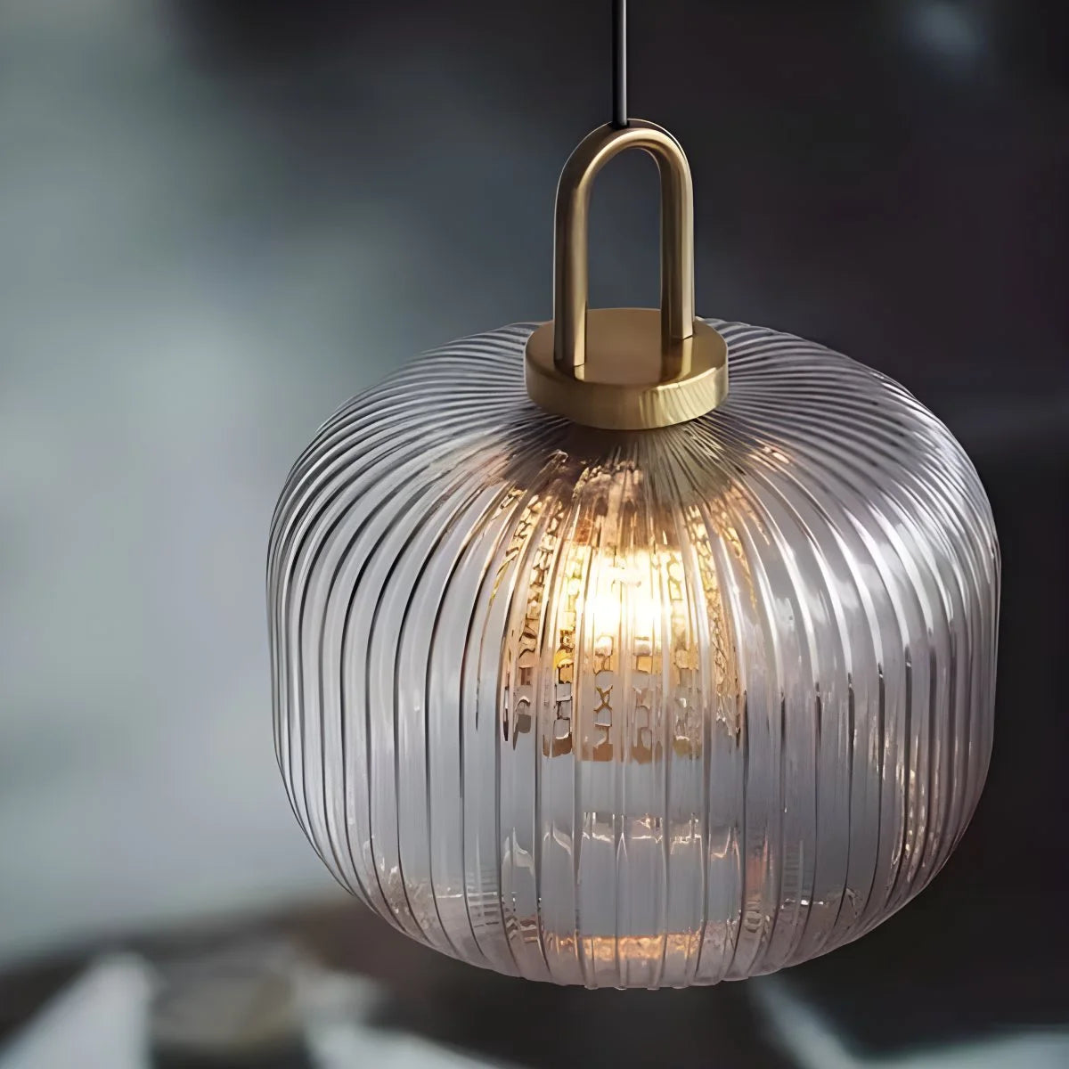 Antizer Modern Ribbed Clear Glass Pendant Light