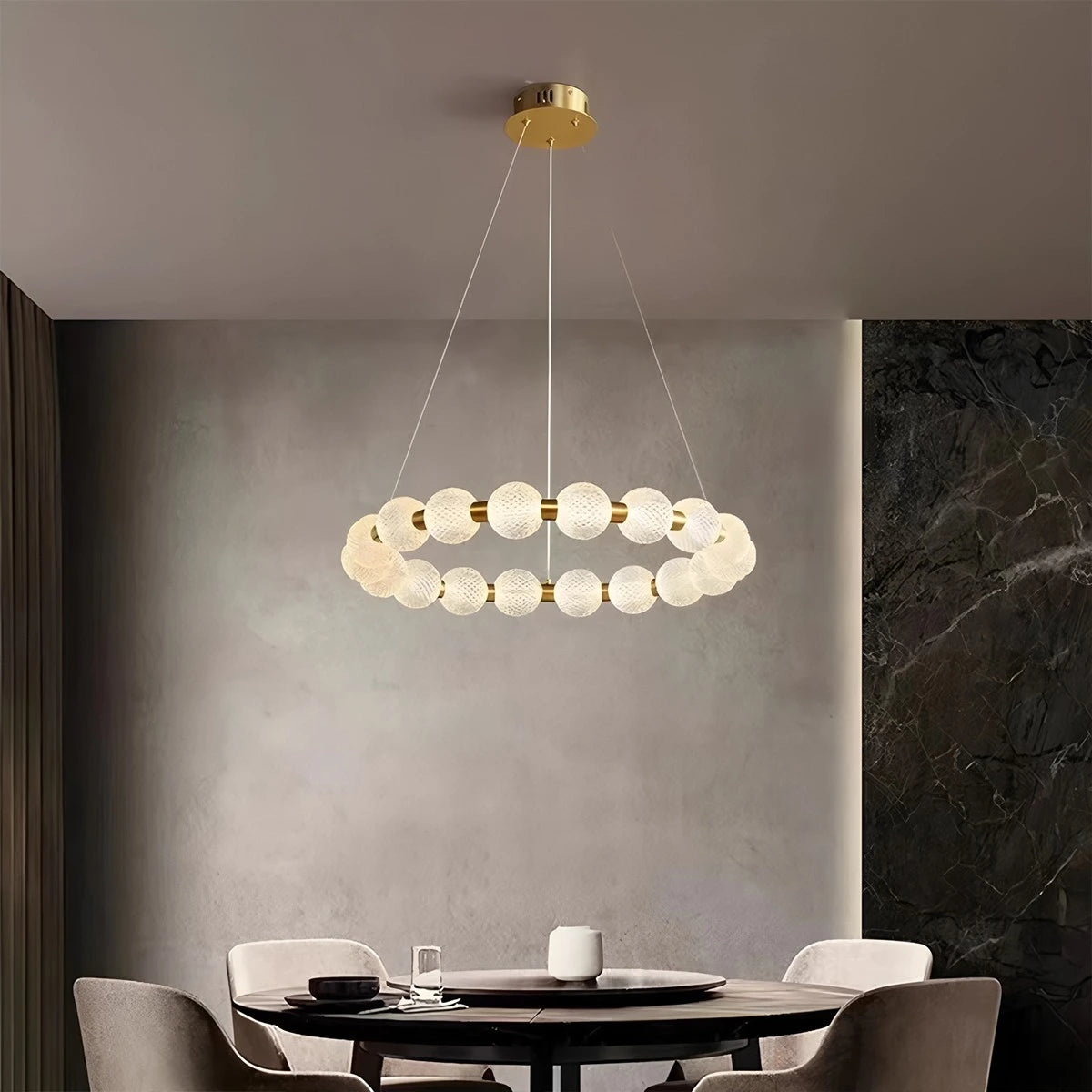 Antizer Modern Ring Pearl Chandelier for Living Room