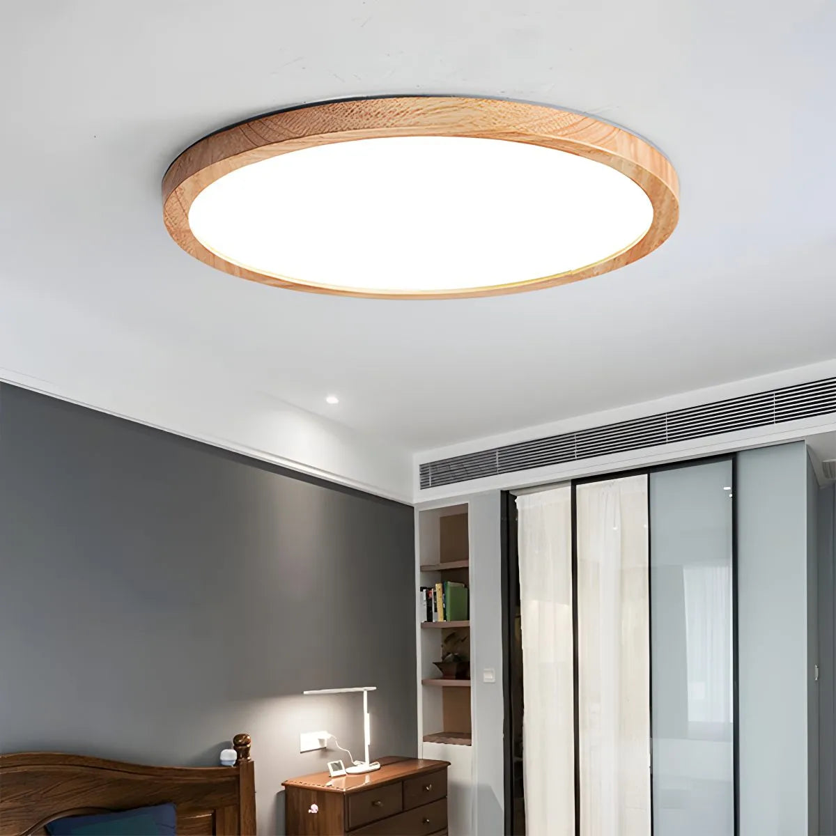 Antizer Modern Wood Round Ceiling Light