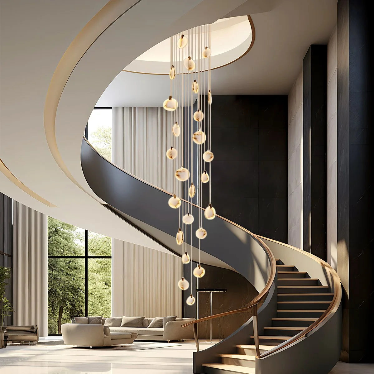 Antizer Moonshade Natural Alabaster Pendant Chandelier