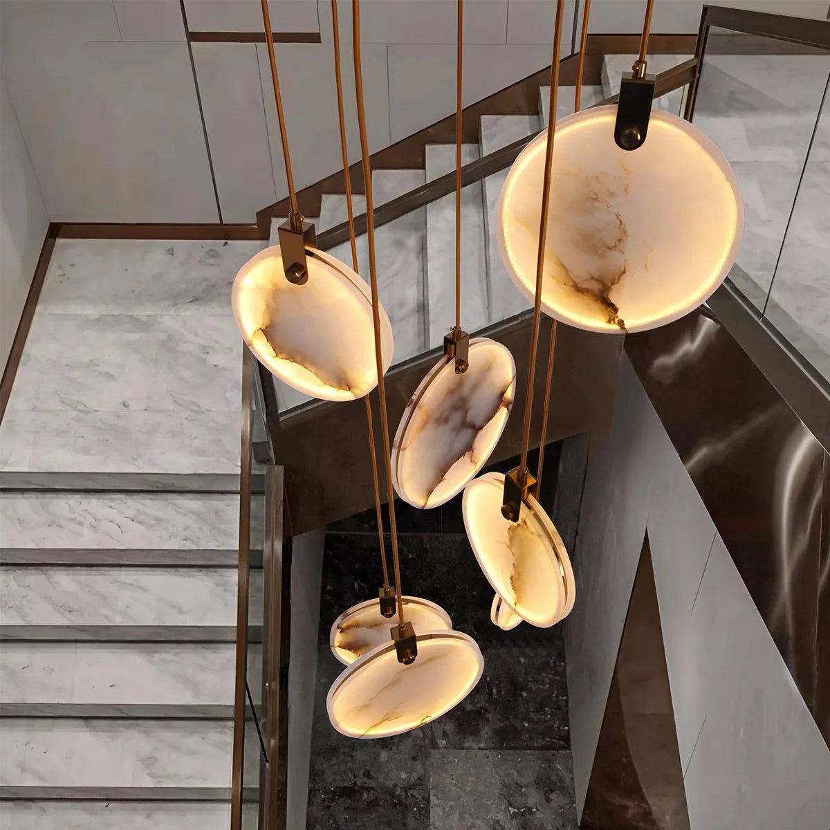 Antizer Moonshade Natural Alabaster Pendant Chandelier