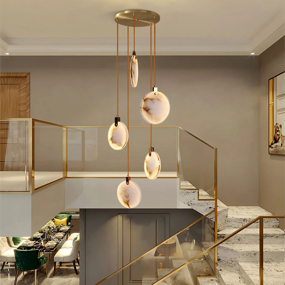 Antizer Moonshade Natural Alabaster Pendant Chandelier