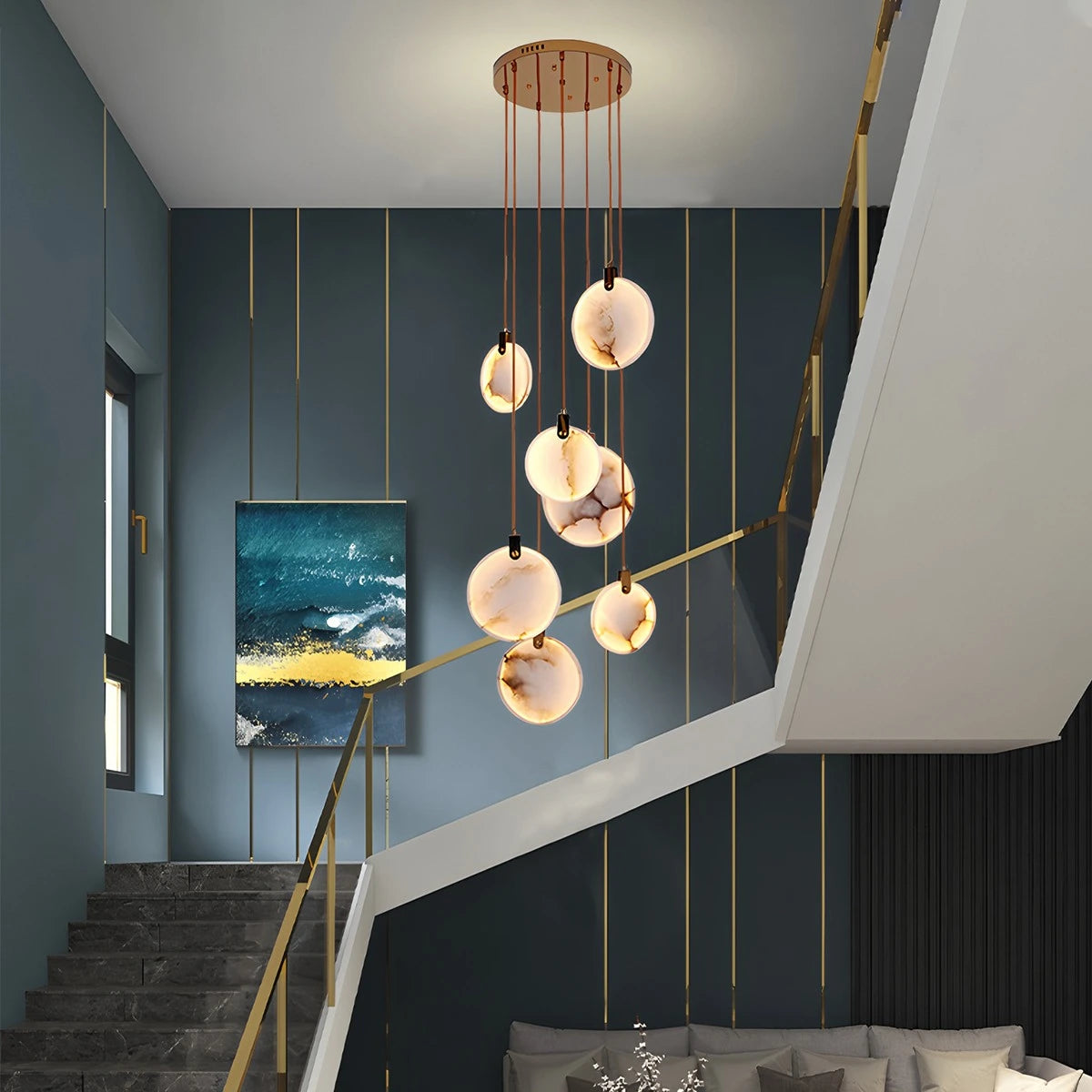 Antizer Moonshade Natural Alabaster Pendant Chandelier