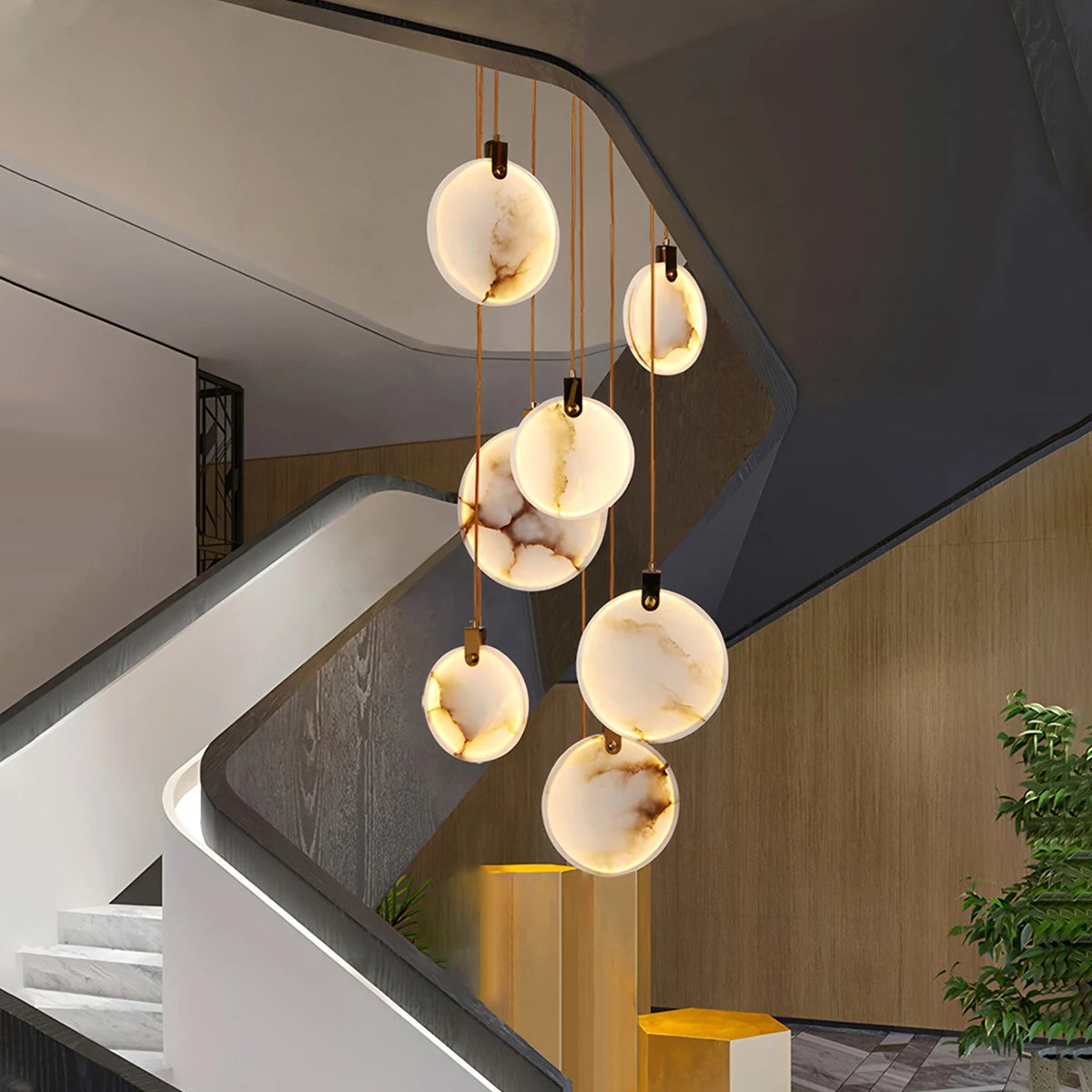 Antizer Moonshade Natural Alabaster Pendant Chandelier