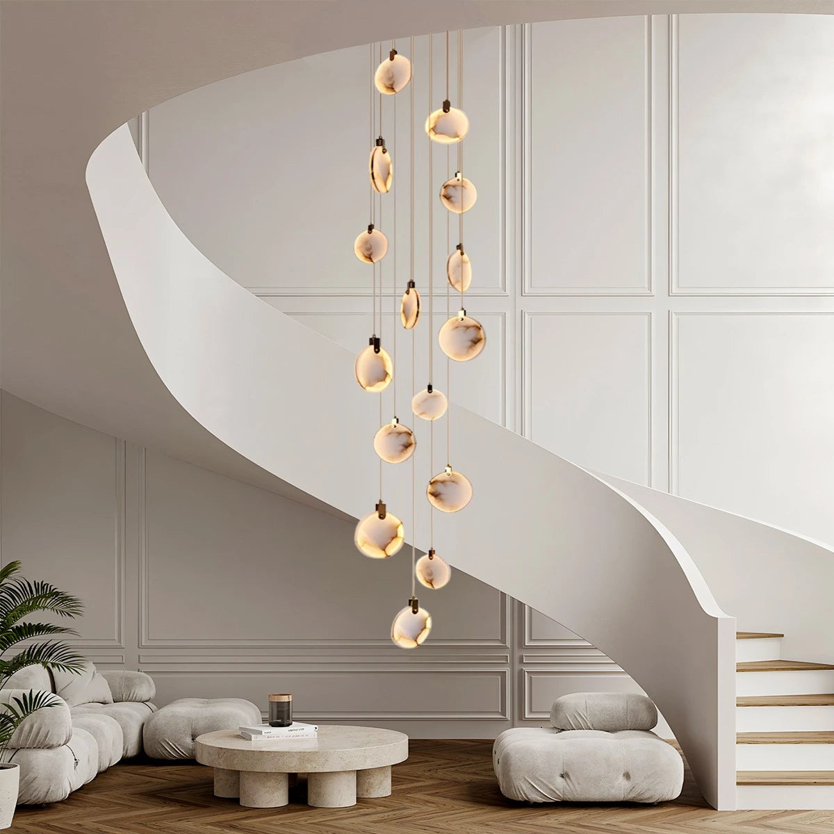 Antizer Moonshade Natural Alabaster Pendant Chandelier