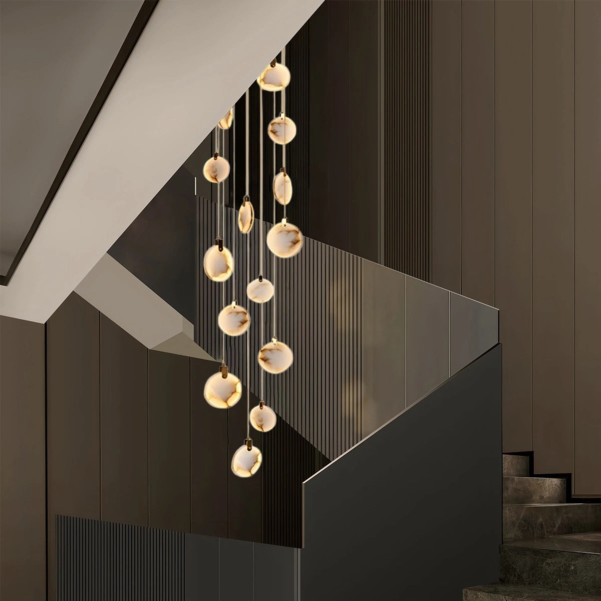 Antizer Moonshade Natural Alabaster Pendant Chandelier