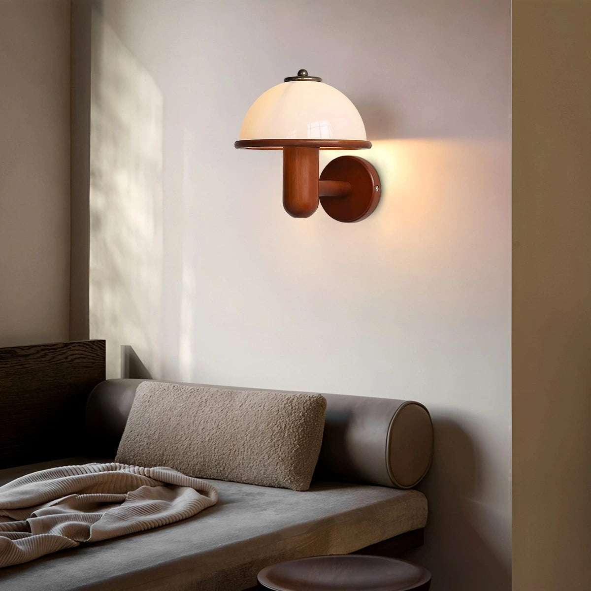 Antizer Mushroom Wood Wall Lamp for Bedroom