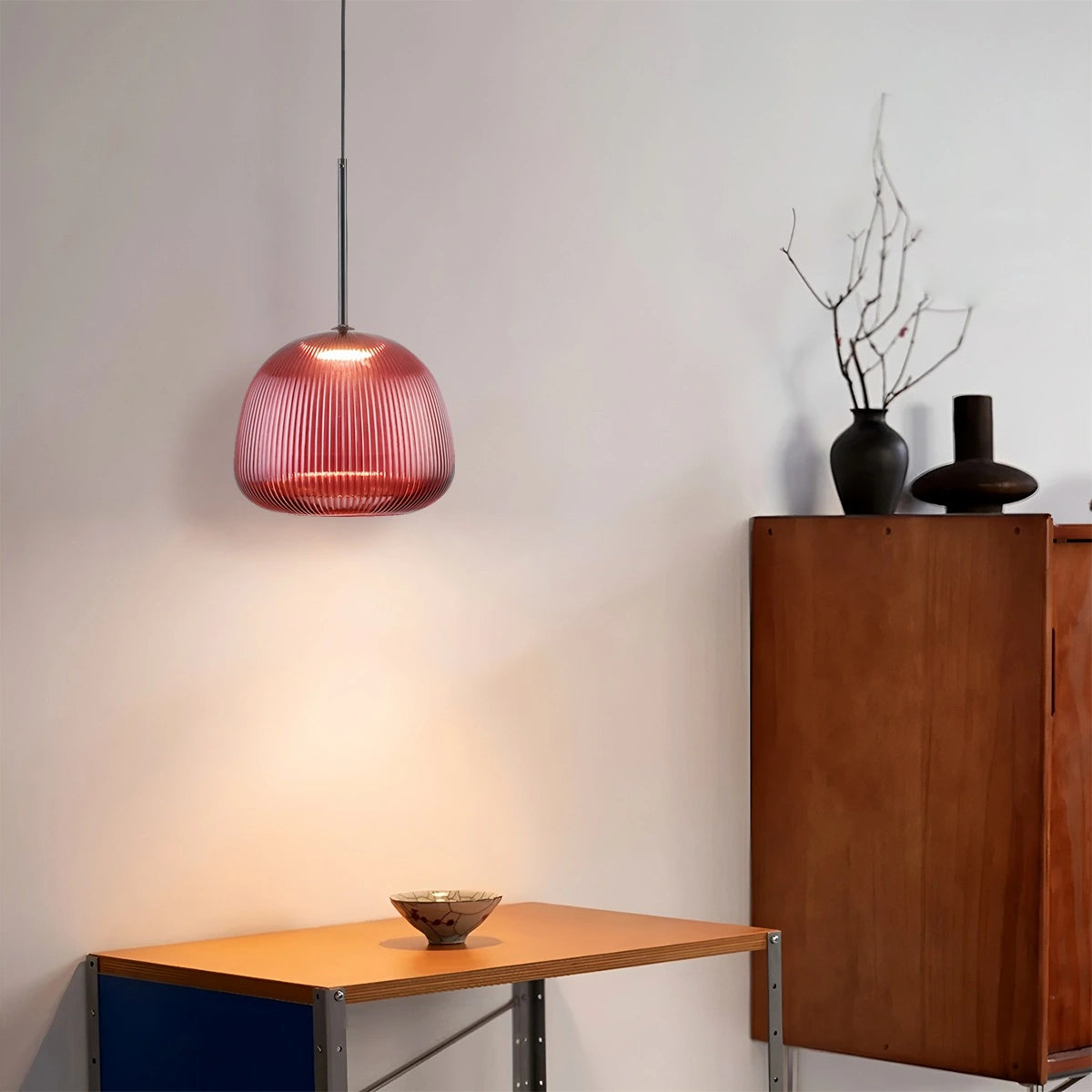 Antizer Nordic Pleated Colored Glass Pendant Light