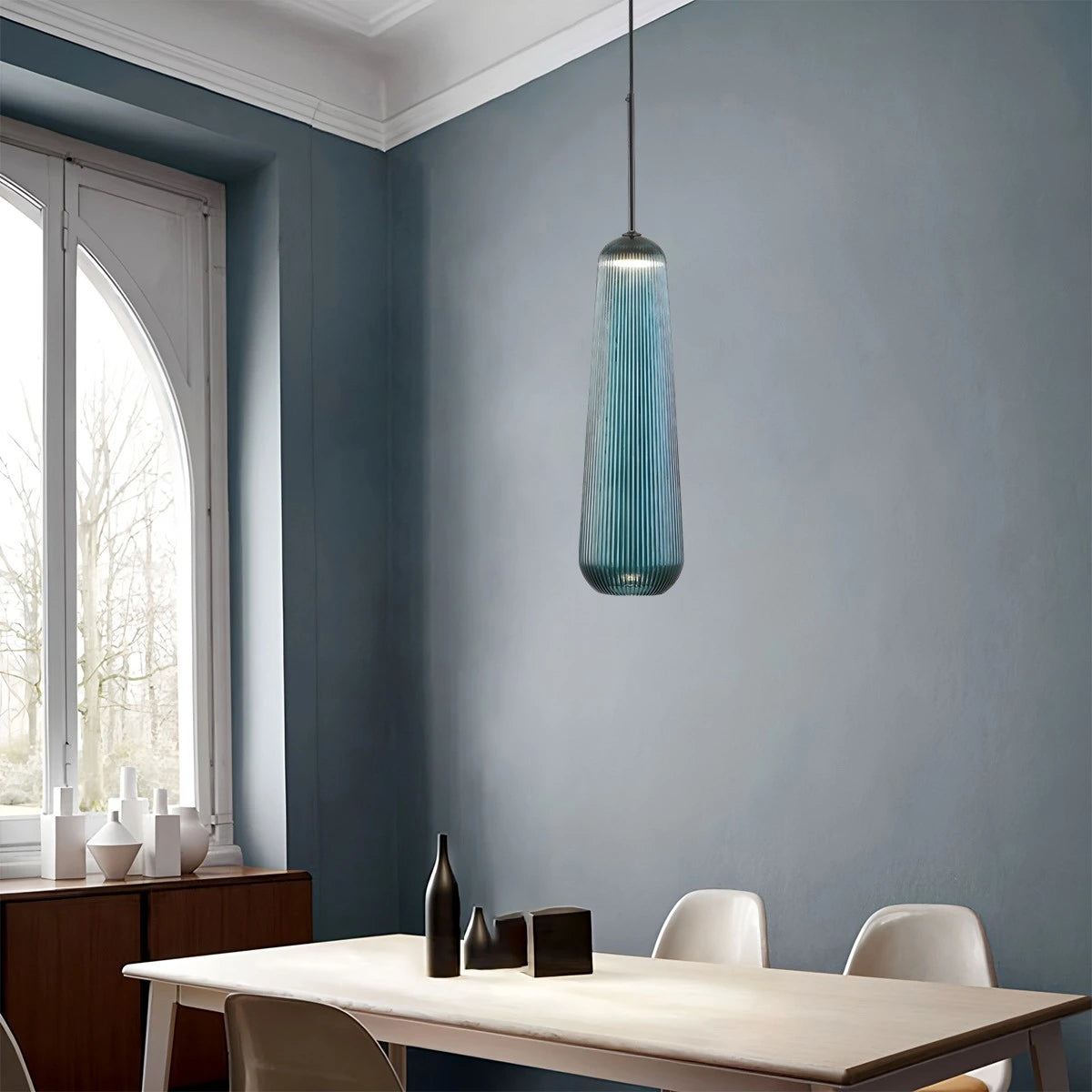 Antizer Nordic Pleated Colored Glass Pendant Light