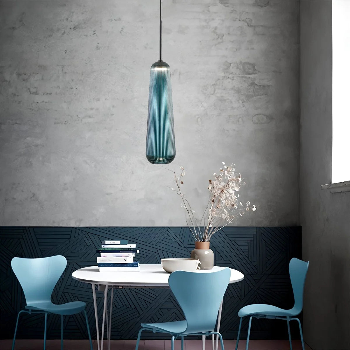 Antizer Nordic Pleated Colored Glass Pendant Light