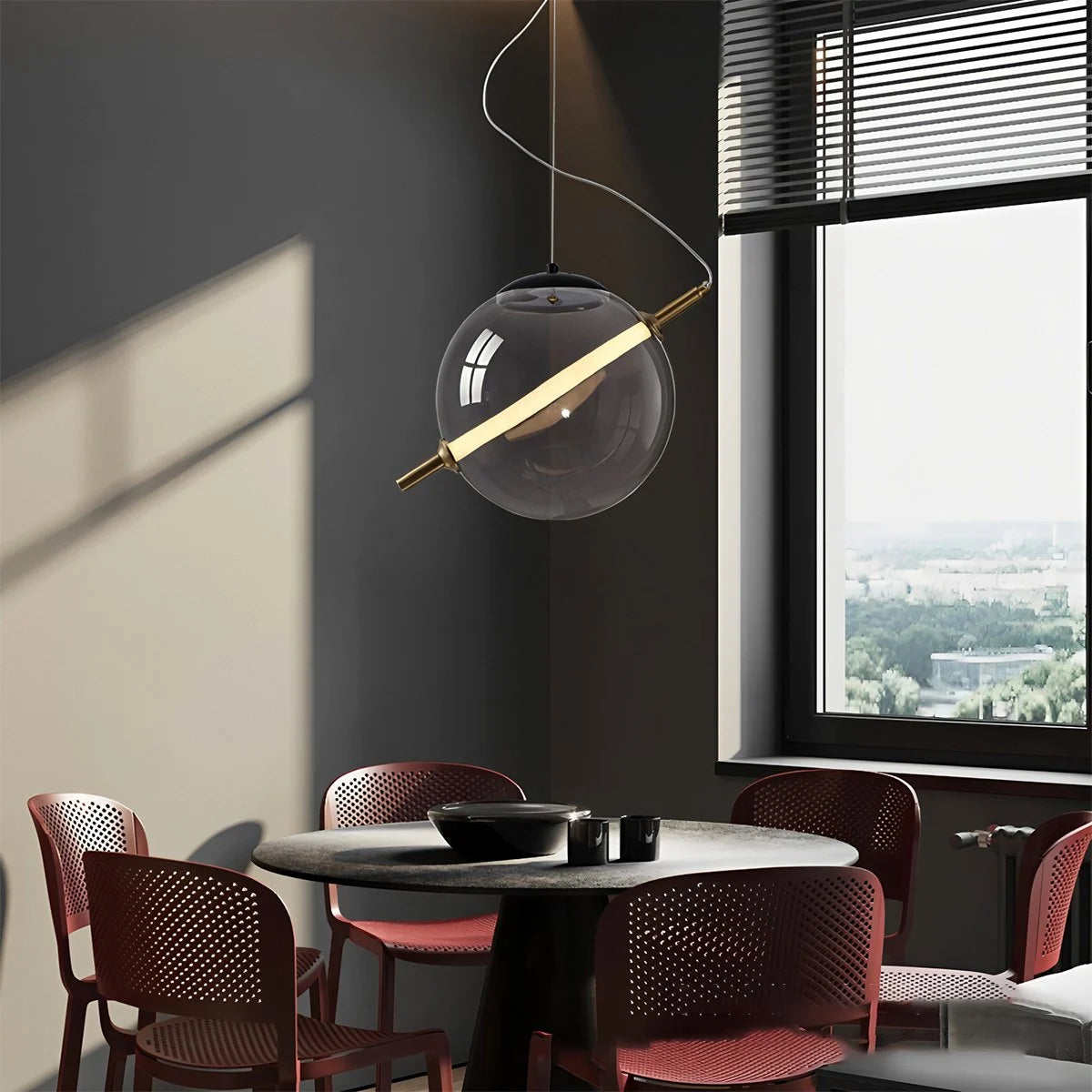 Antizer Nordic Round Glass Pendant & Table Light