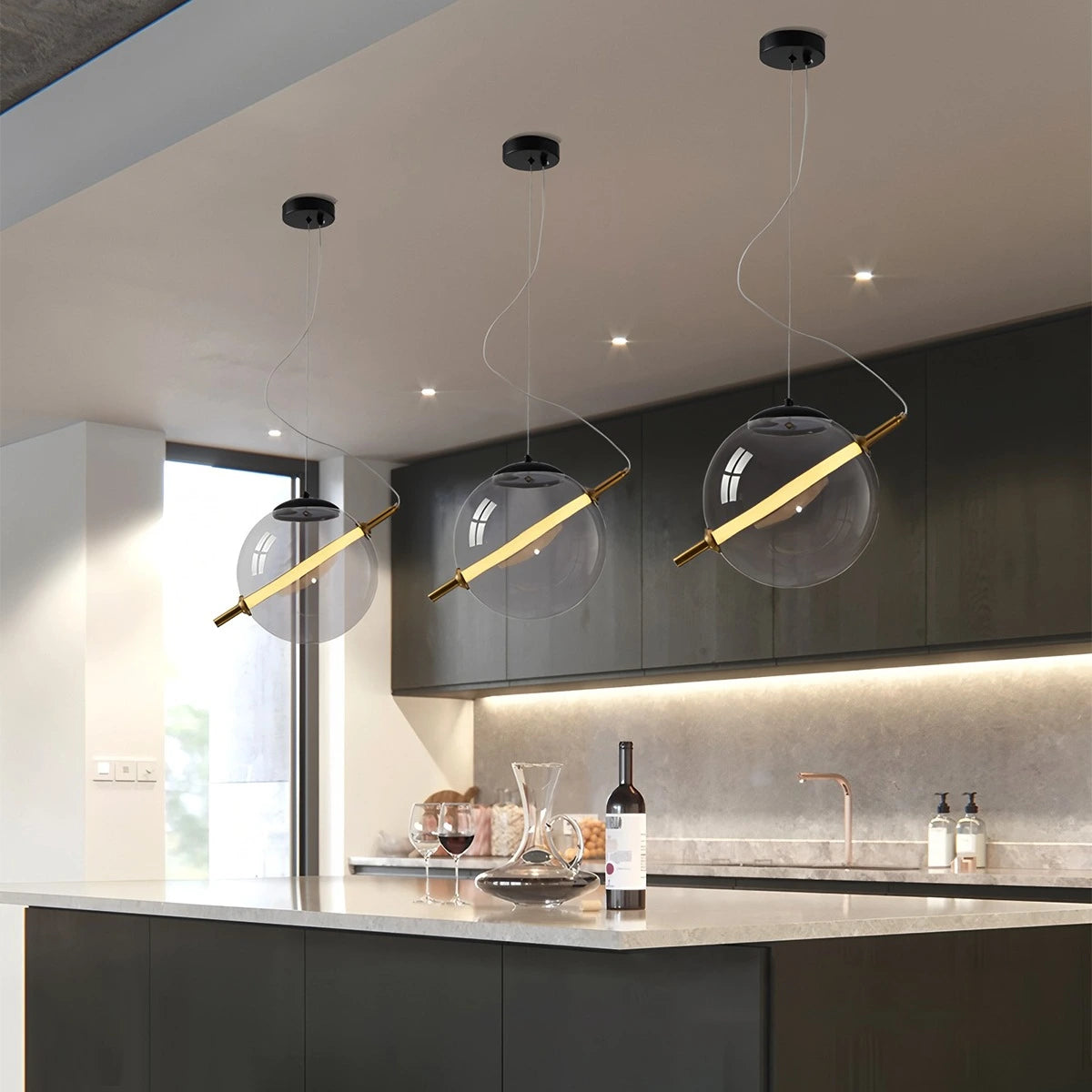 Antizer Nordic Round Glass Pendant & Table Light
