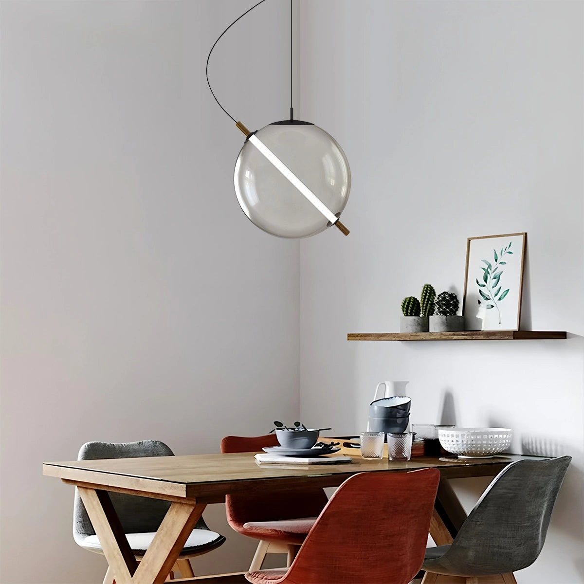 Antizer Nordic Round Glass Pendant & Table Light