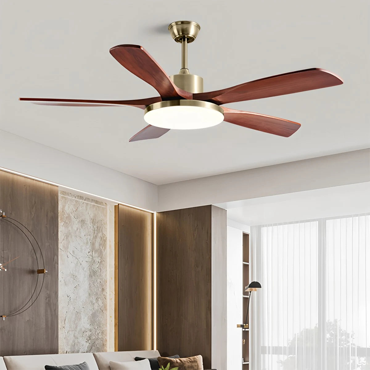Antizer Solid Wood Ceiling Fan Light for Living Room