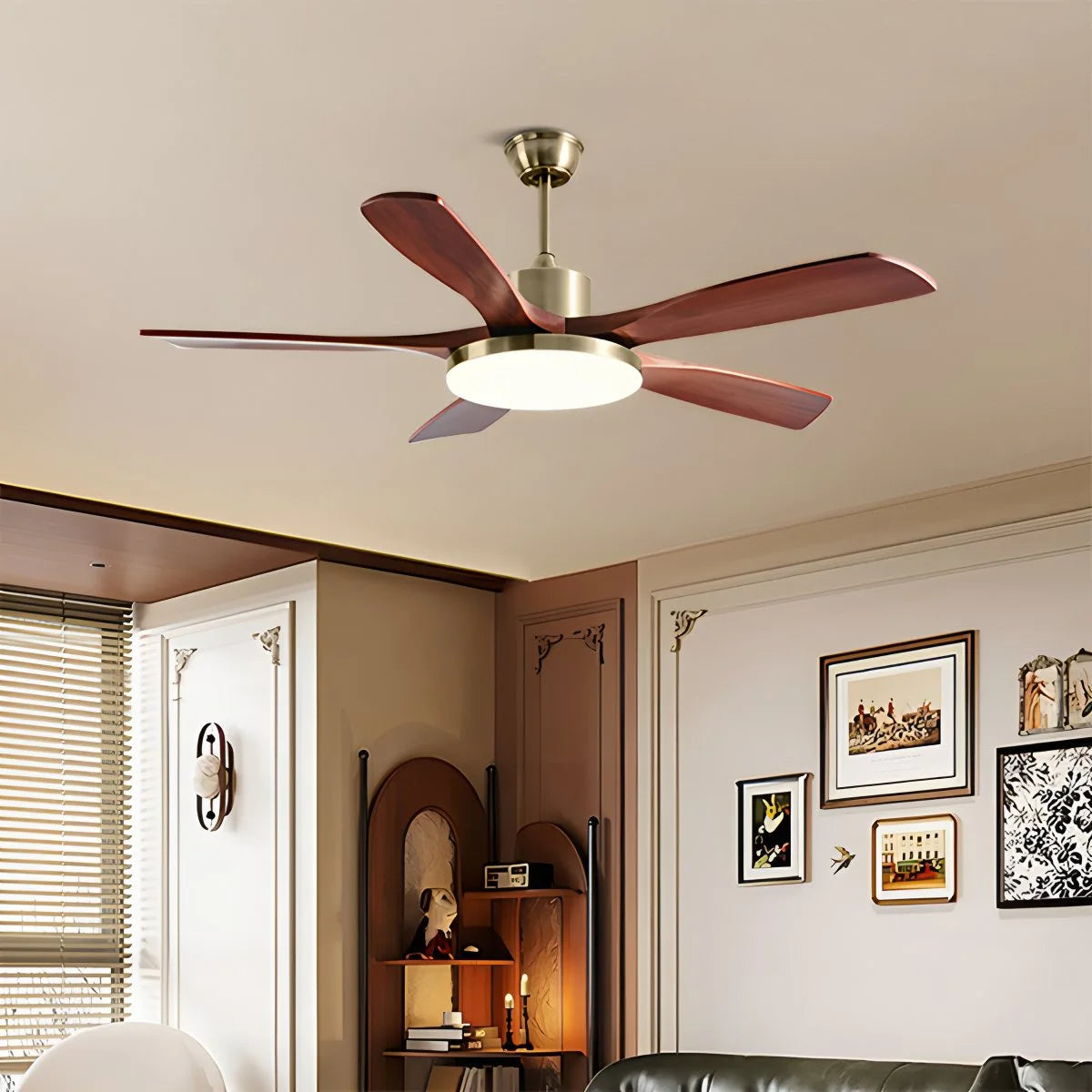 Antizer Solid Wood Ceiling Fan Light for Living Room