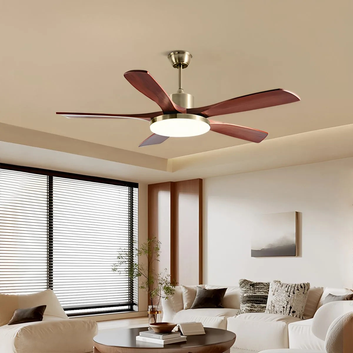 Antizer Solid Wood Ceiling Fan Light for Living Room