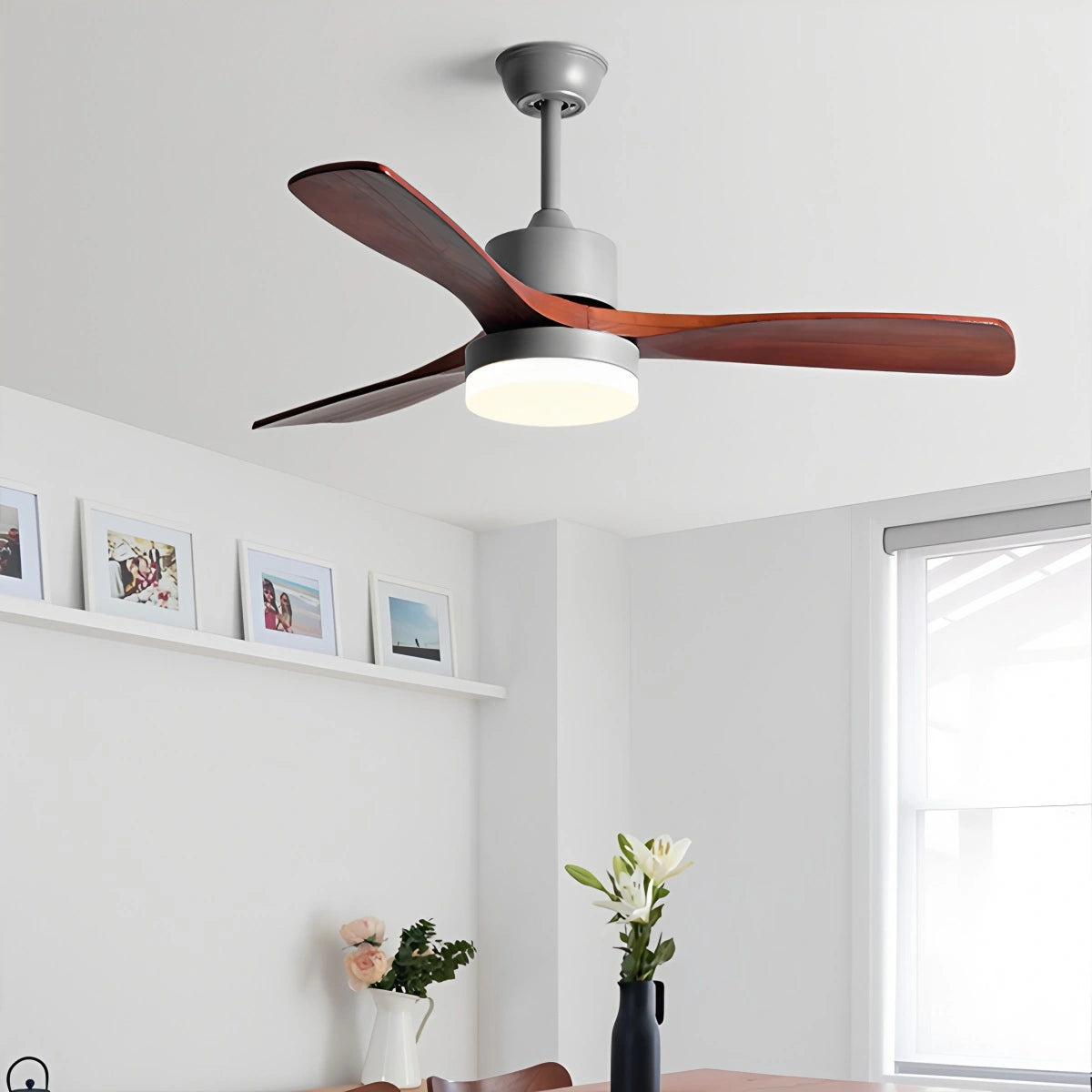 Antizer Solid Wood Ceiling Fan Light for Living Room