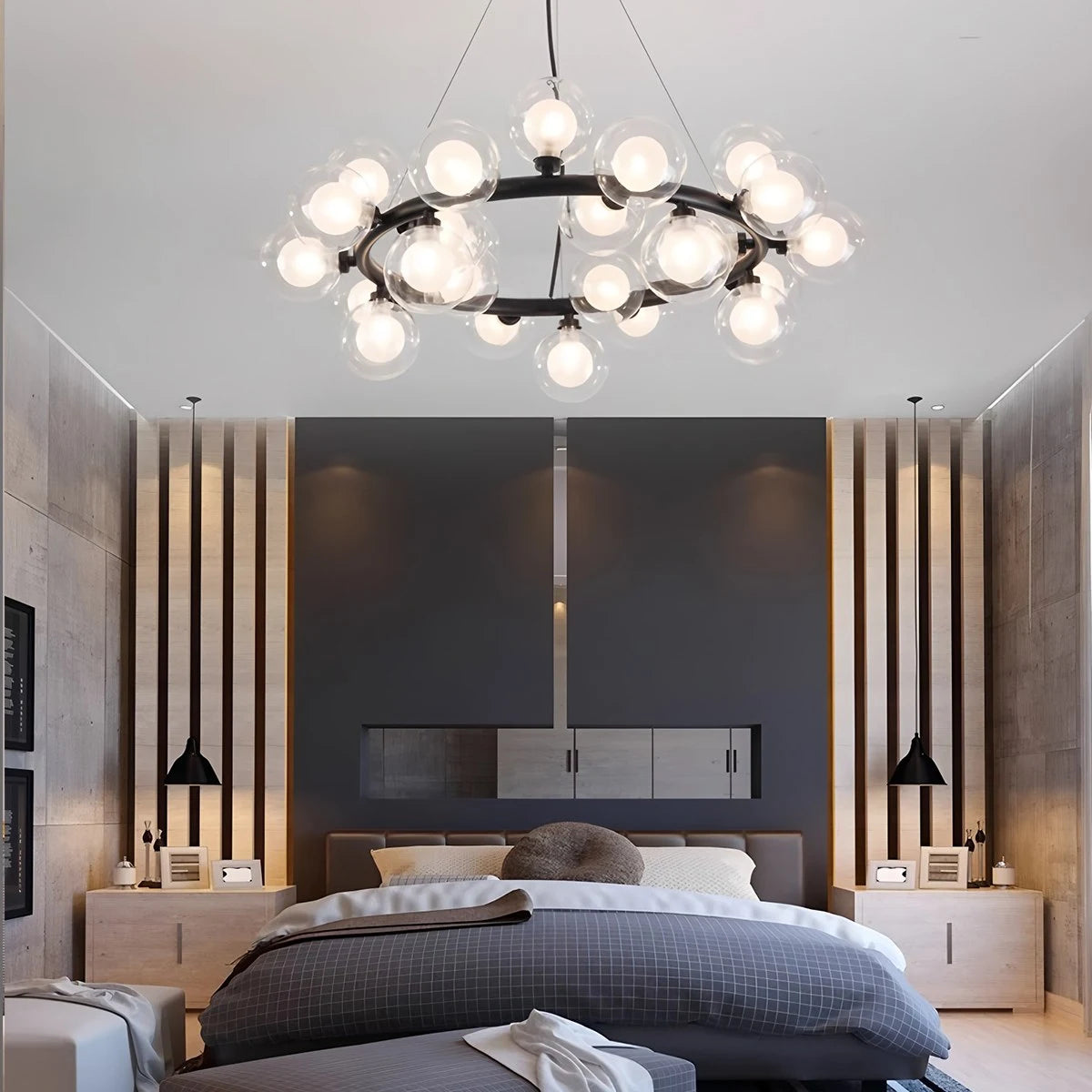 Antizer Nur Bubble Glass Chandelier for Living Room