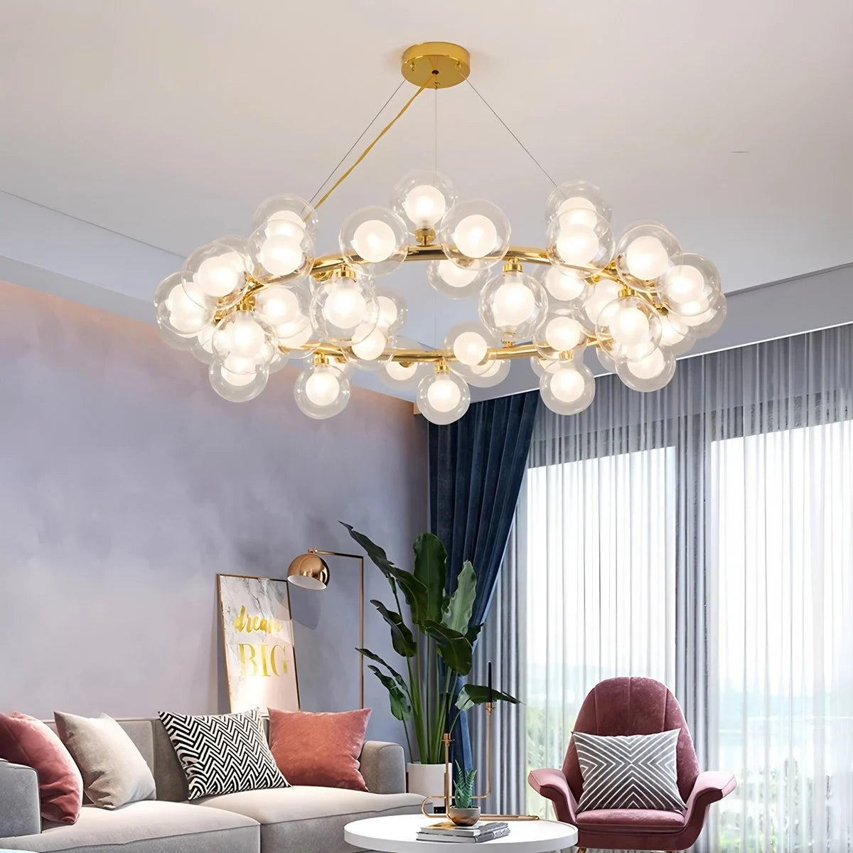 Antizer Nur Bubble Glass Chandelier for Living Room