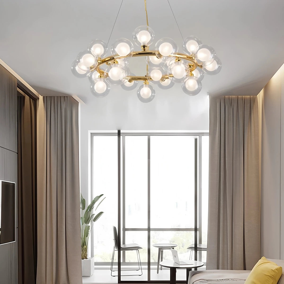 Antizer Nur Bubble Glass Chandelier for Living Room