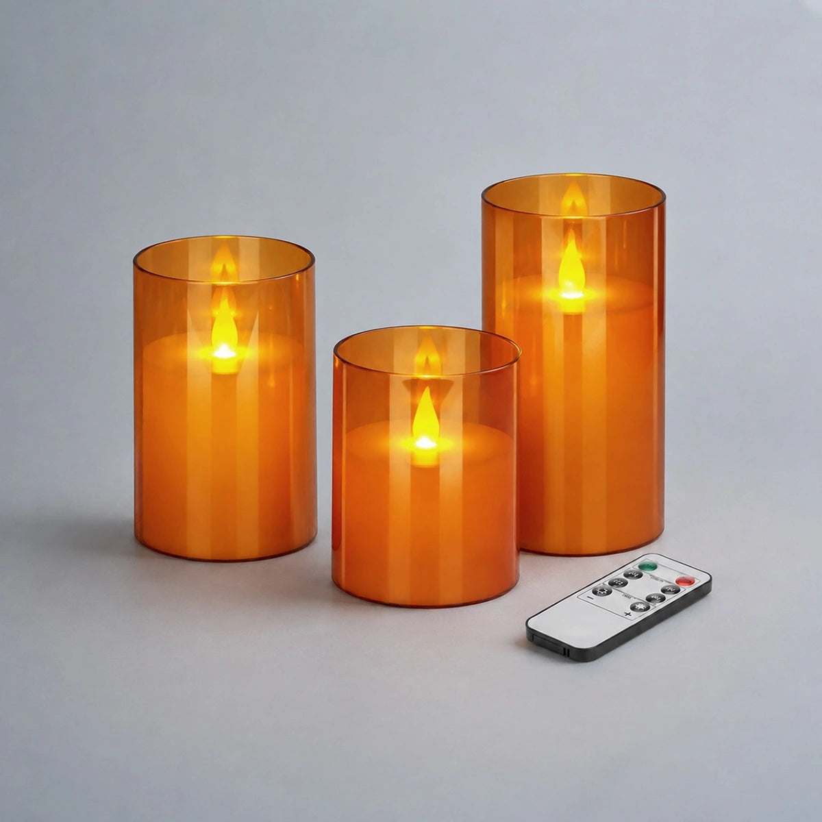 Antizer Orange Acrylic Glass Pillar Flameless Candle 12 Pack × 6