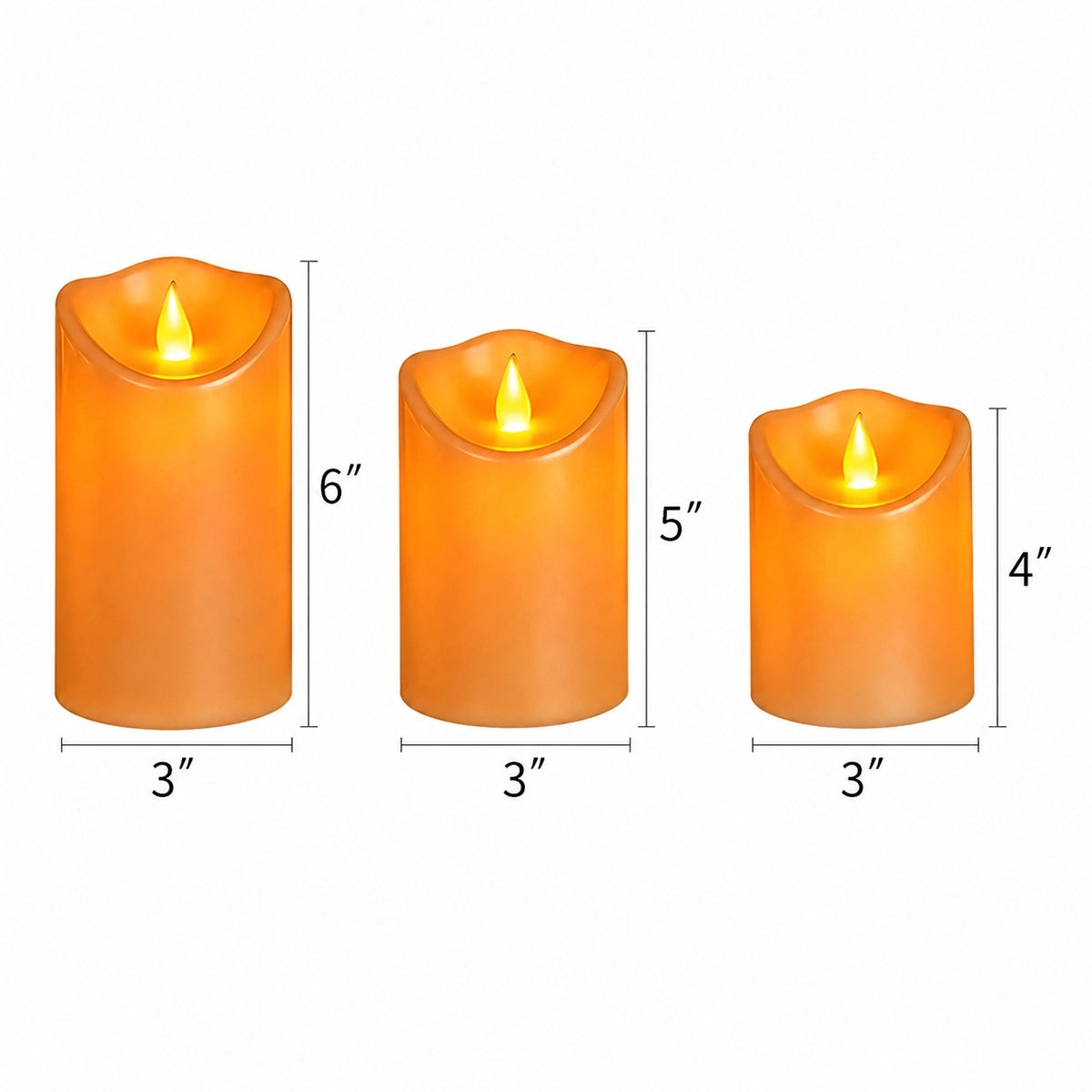 Antizer Orange Outdoor Waterproof Pillars Flameless Candle 24 Pack × 6