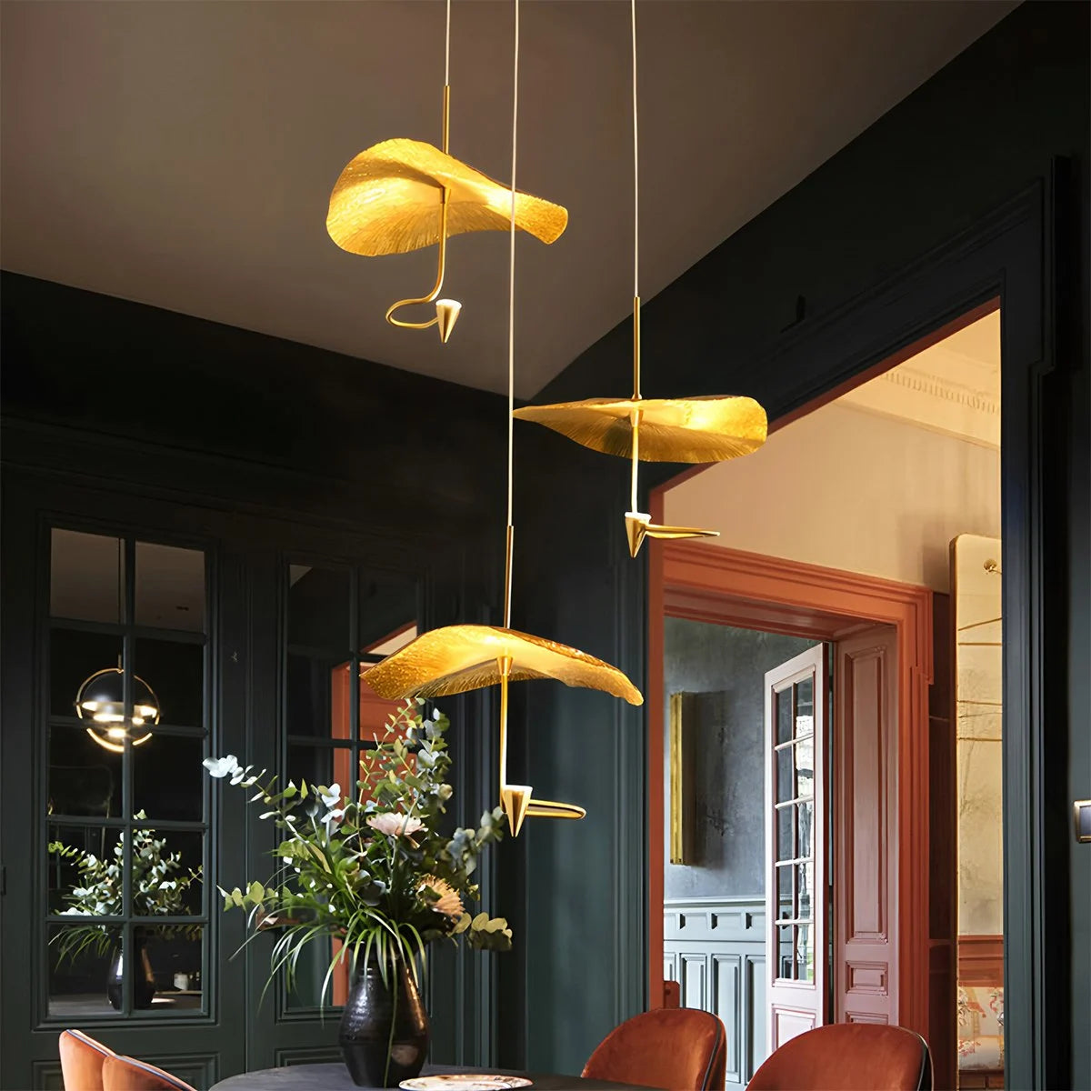 Antizer Orlia Brass Lotus Leaf Chandelier