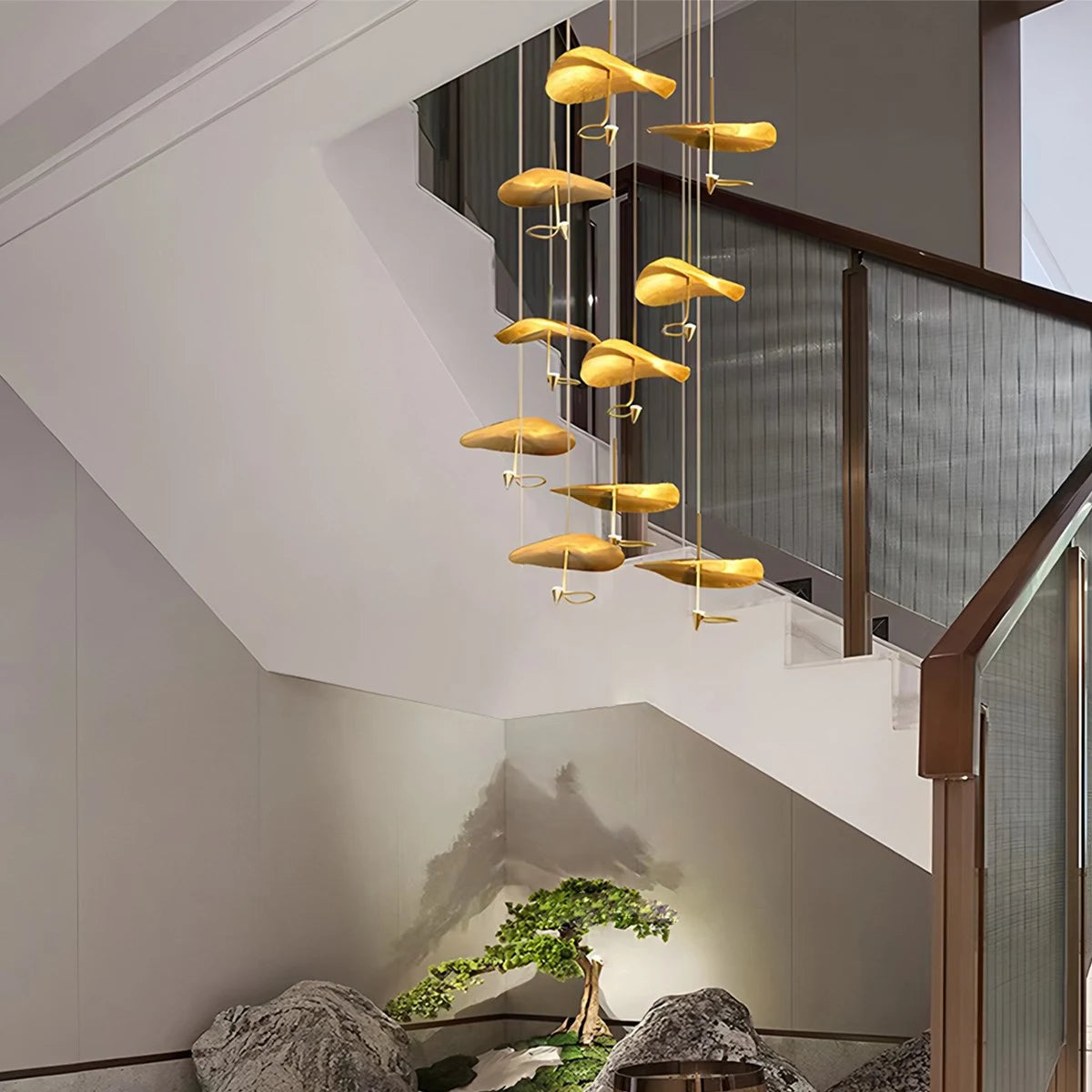 Antizer Orlia Brass Lotus Leaf Chandelier