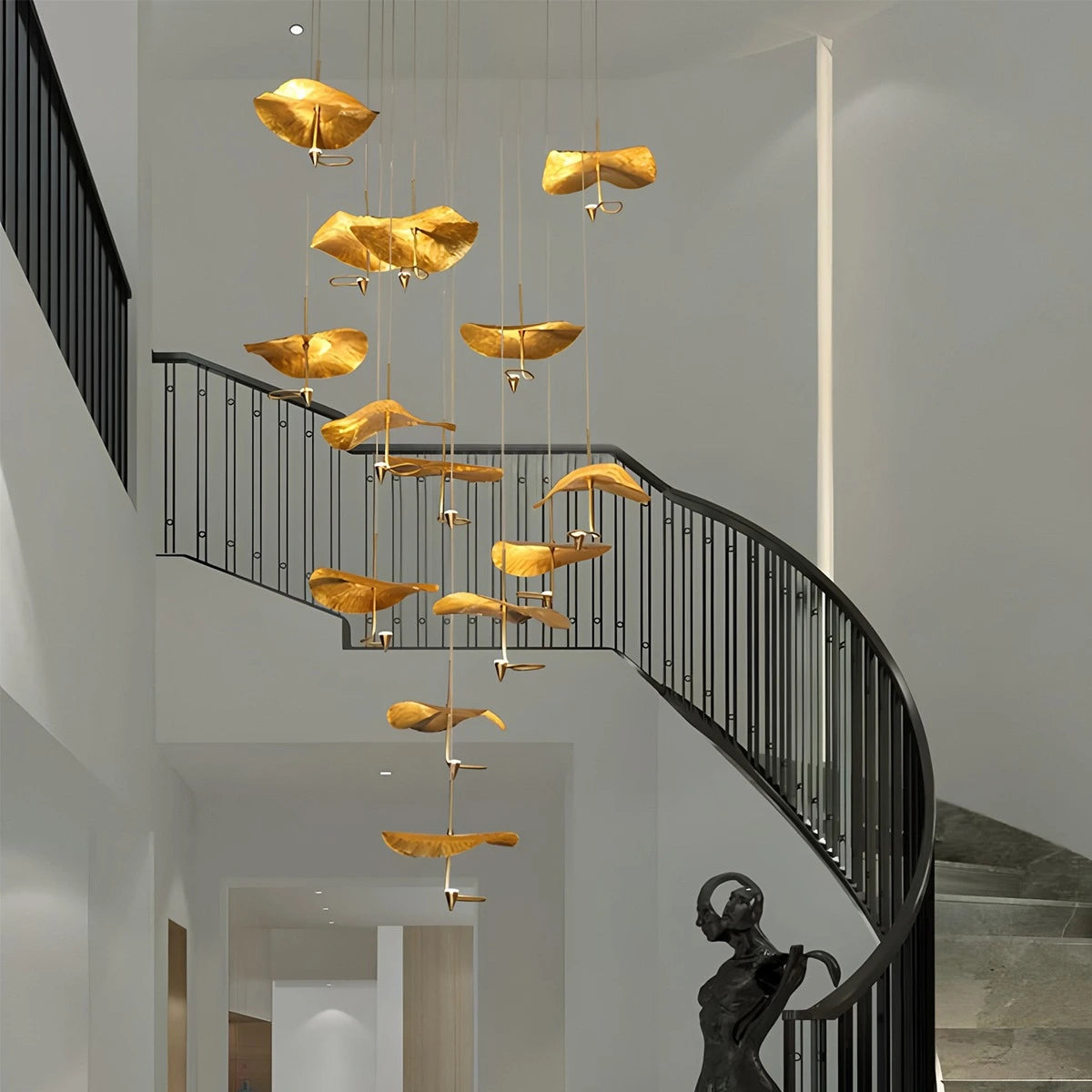 Antizer Orlia Brass Lotus Leaf Chandelier