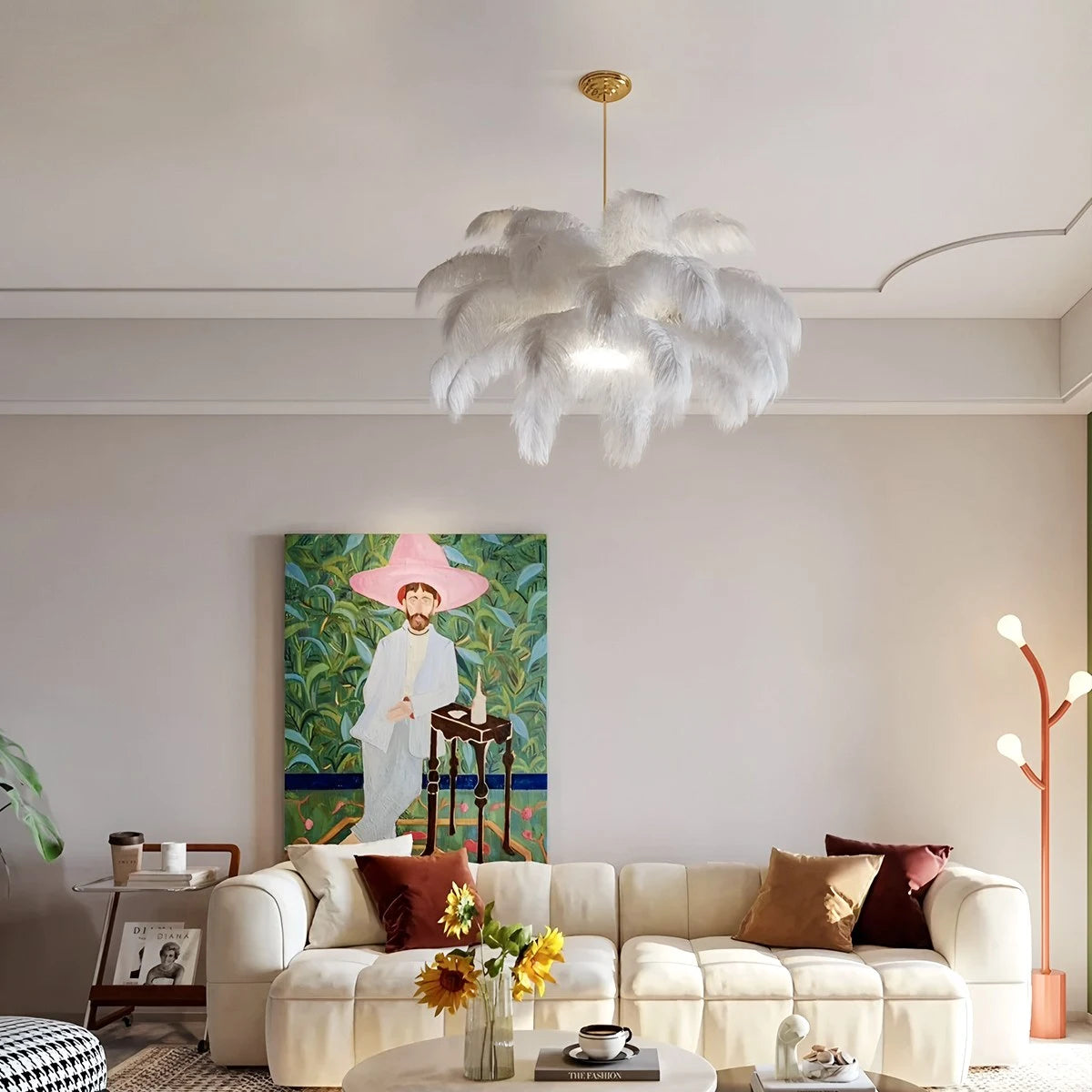 Antizer Ostrich Feather Chandelier Multiple Colors Available