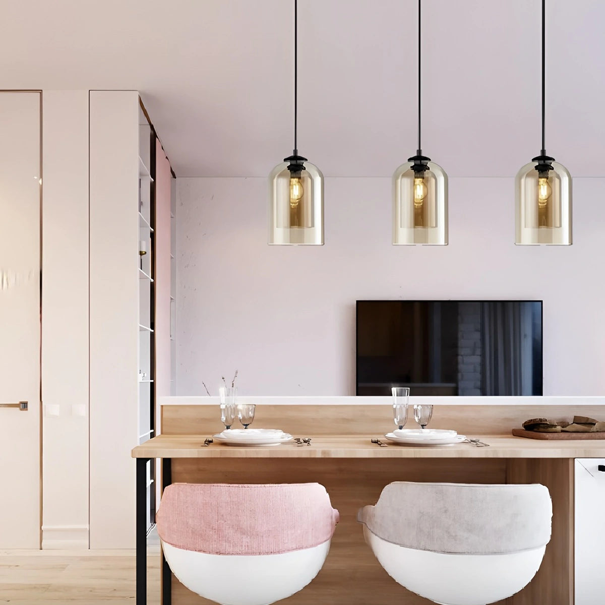 Antizer Otzara Double Glass Pendant Light for Dining Area