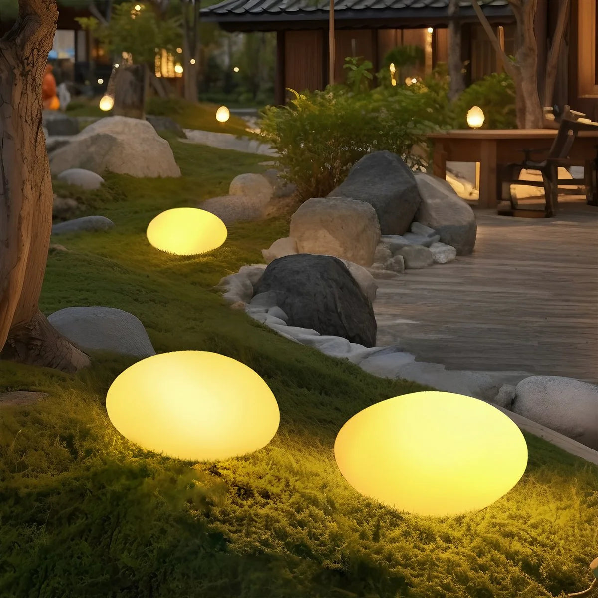 Antizer Outdoor Waterproof LED Simulated Cobblestone Lamp
