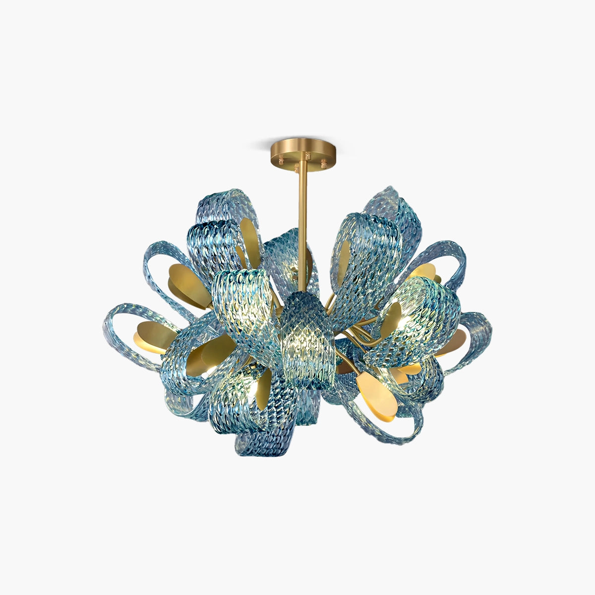 Antizer Peacock Blue Art Glass Chandelier for Dining Room