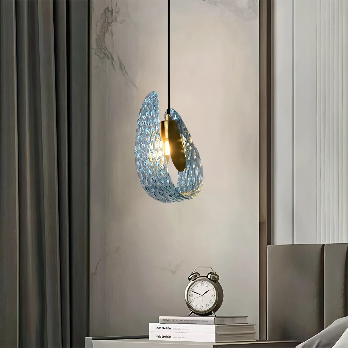 Antizer Peacock Blue Art Glass Chandelier for Dining Room