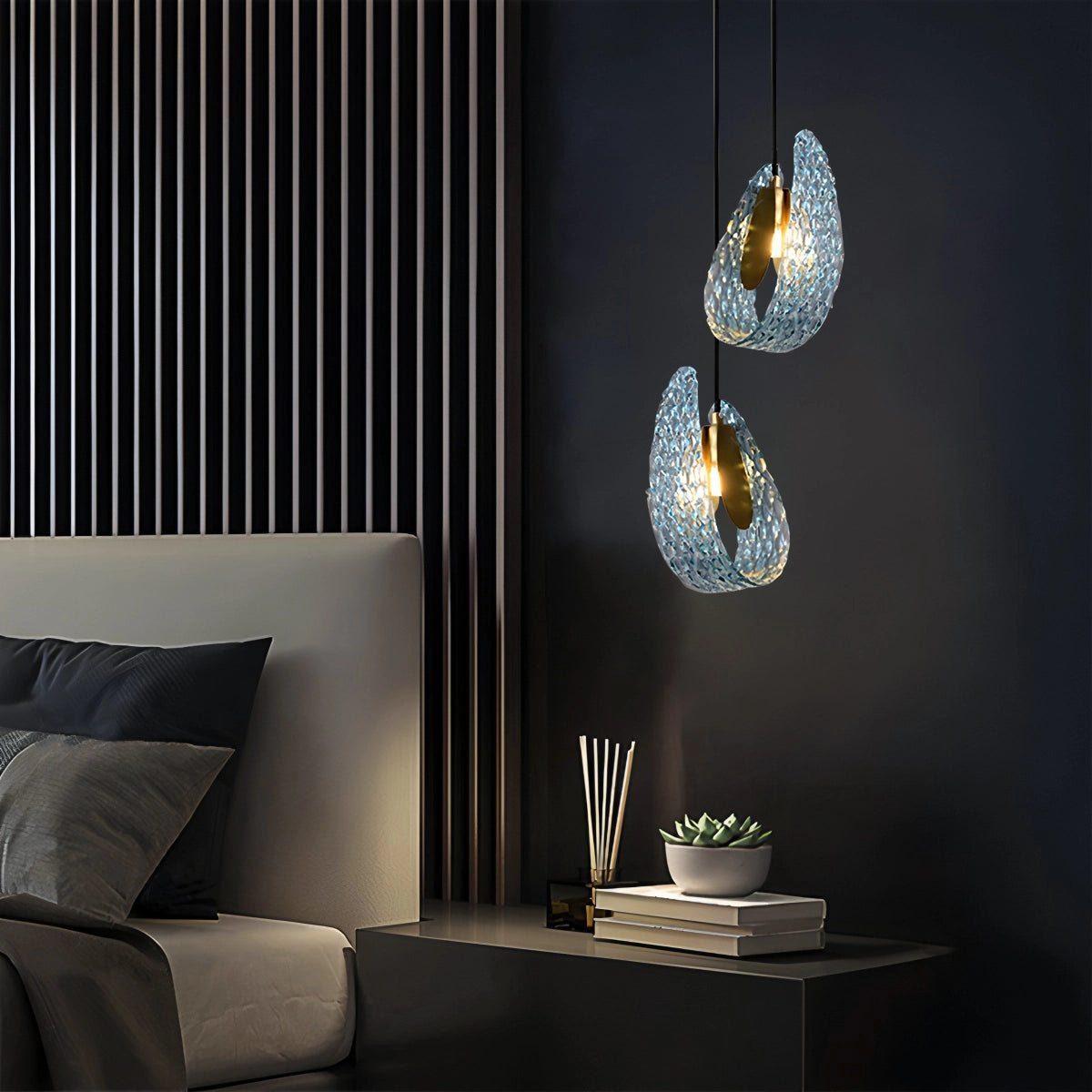 Antizer Peacock Blue Art Glass Chandelier for Dining Room
