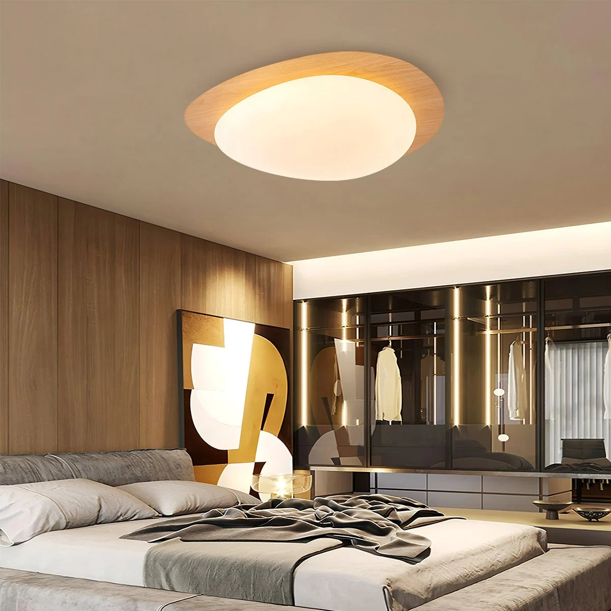 Antizer Pebble Wood Grain Color Ceiling Light